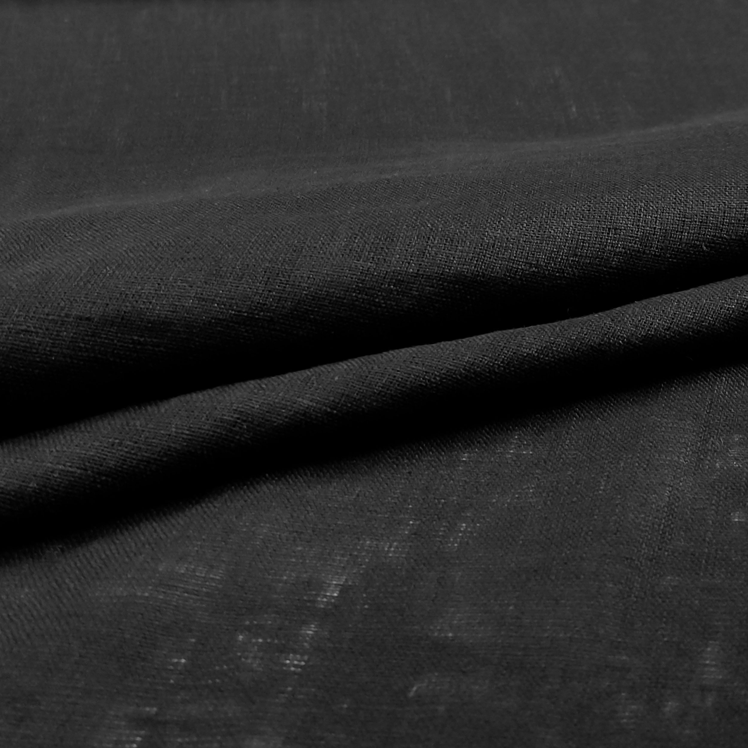 Tessuto Lino in Tinta Unita Nero