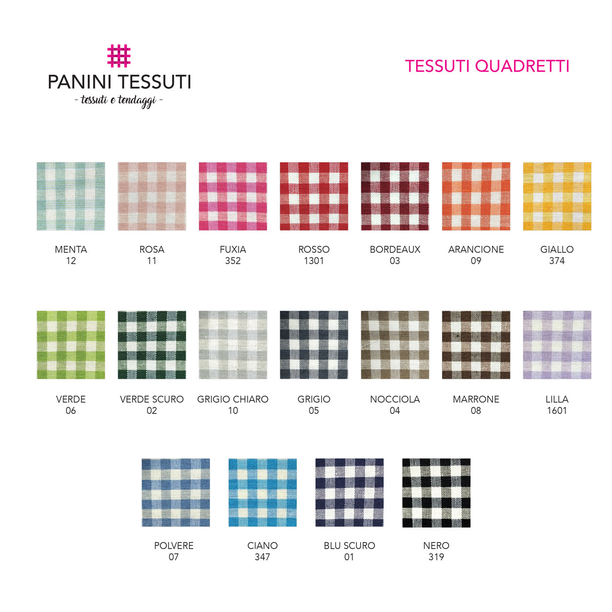 Tabella Colore Tessuti Quadretti