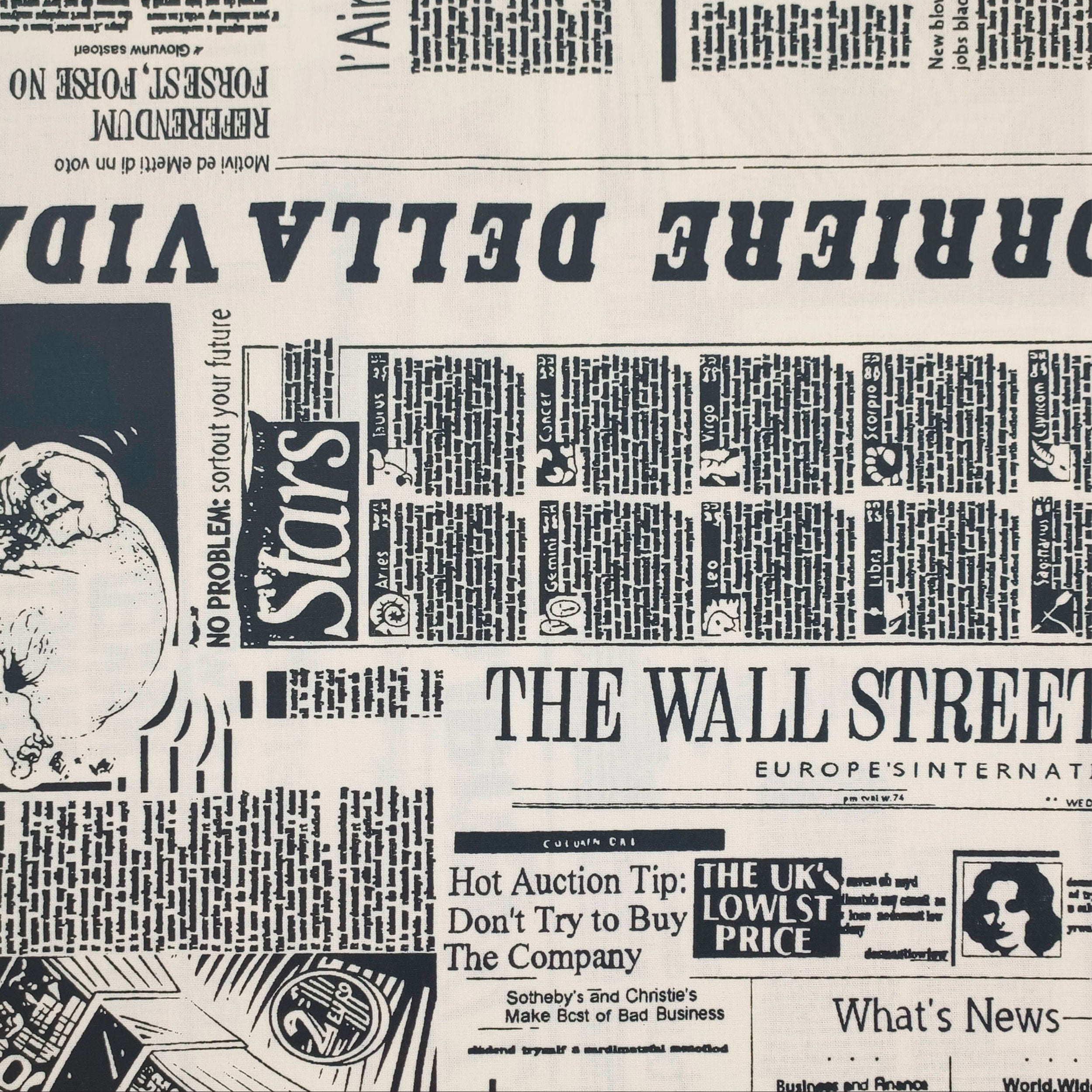 Ritaglio Tessuto Cotone Giornale 55x150 cm Image