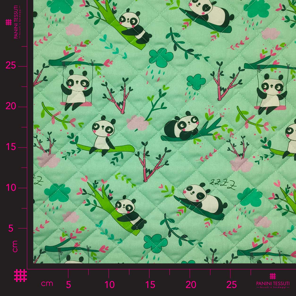 tessuto-trapuntato-fantasia-panda-sfondo-verde-menta