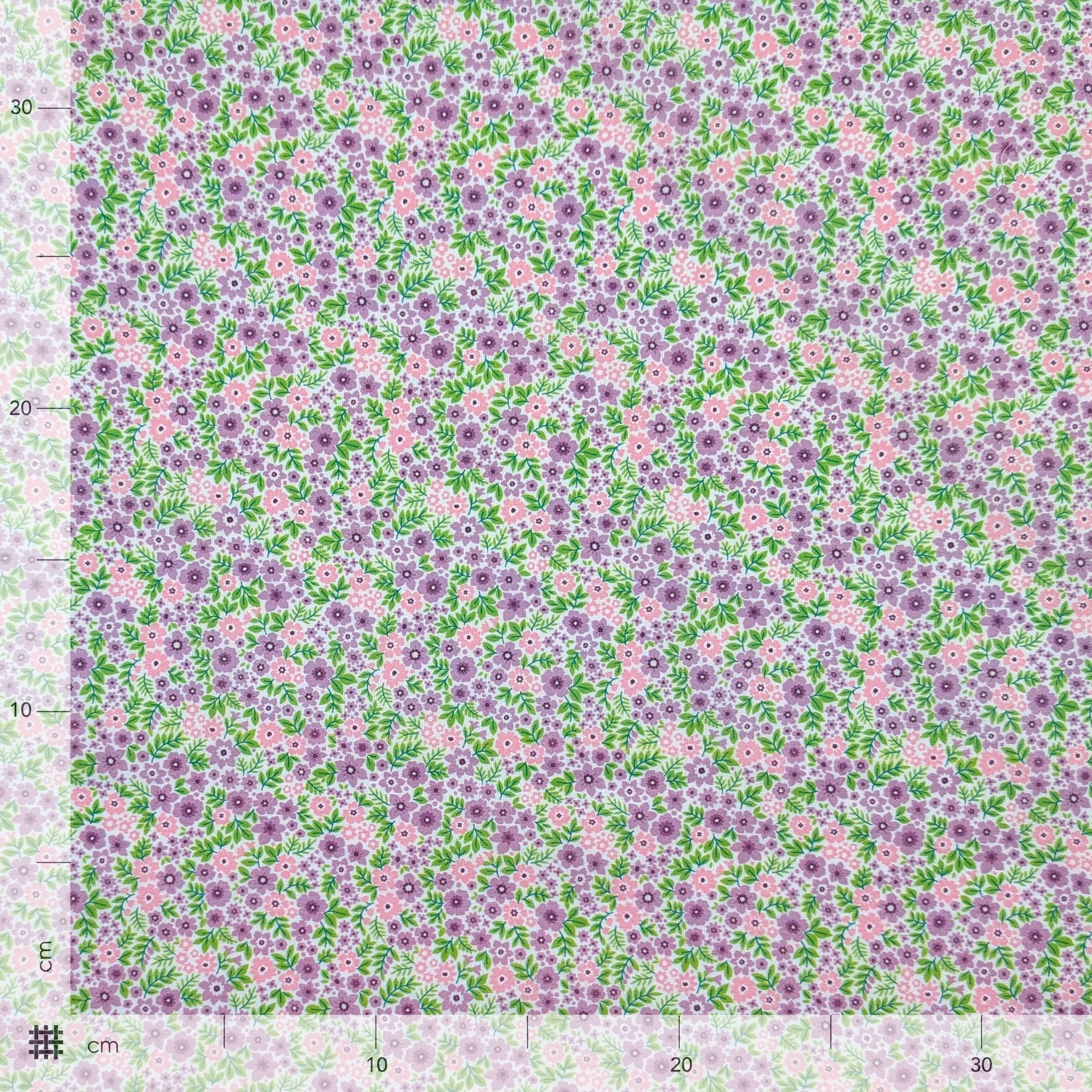Cotone Percalle con Fiorellini Rosa e Lilla Image
