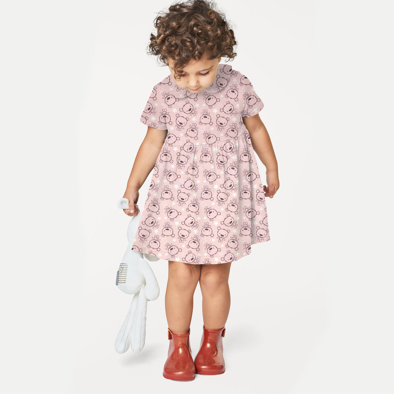 Abito fresco per bambina con orsetti rosa