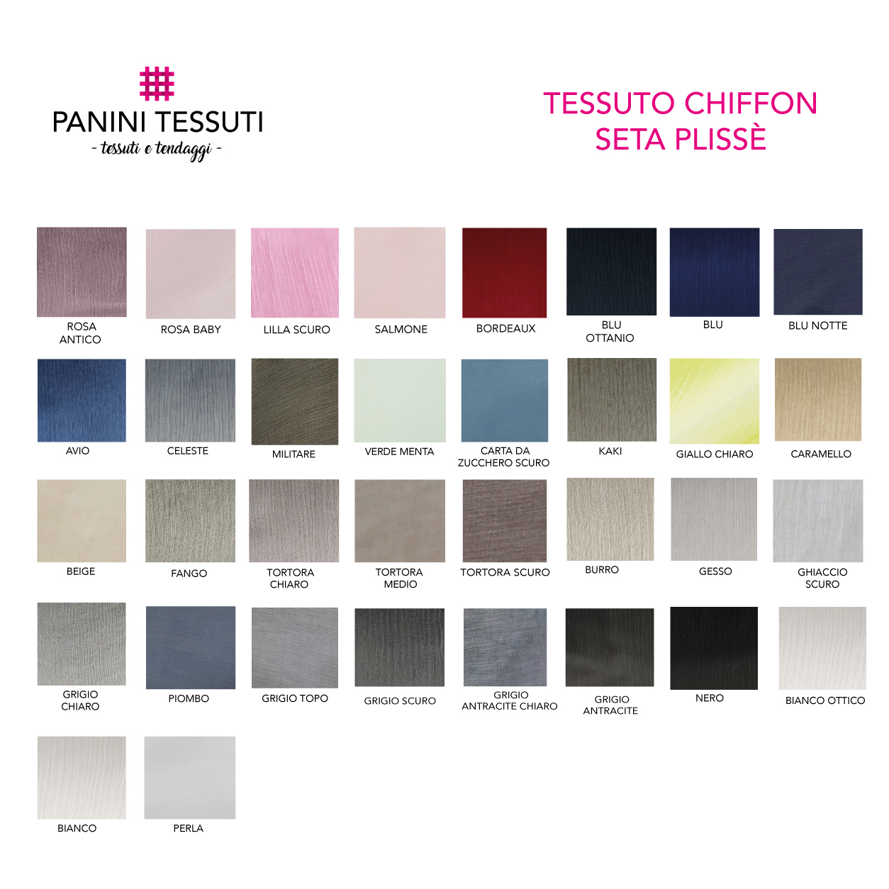 tessuto chiffon seta colori