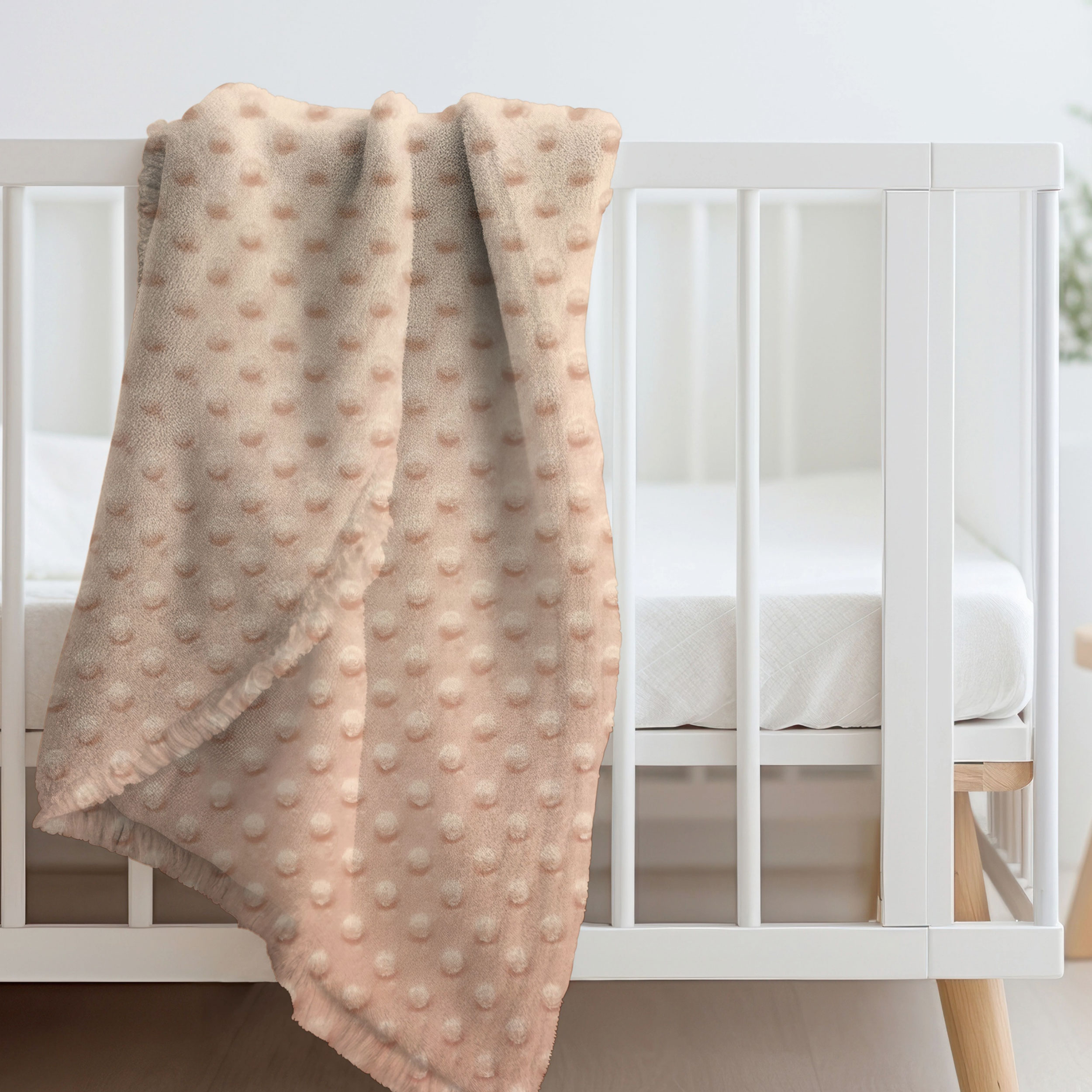 Tessuto Minky Dots Peluche Salmone Chiaro Image