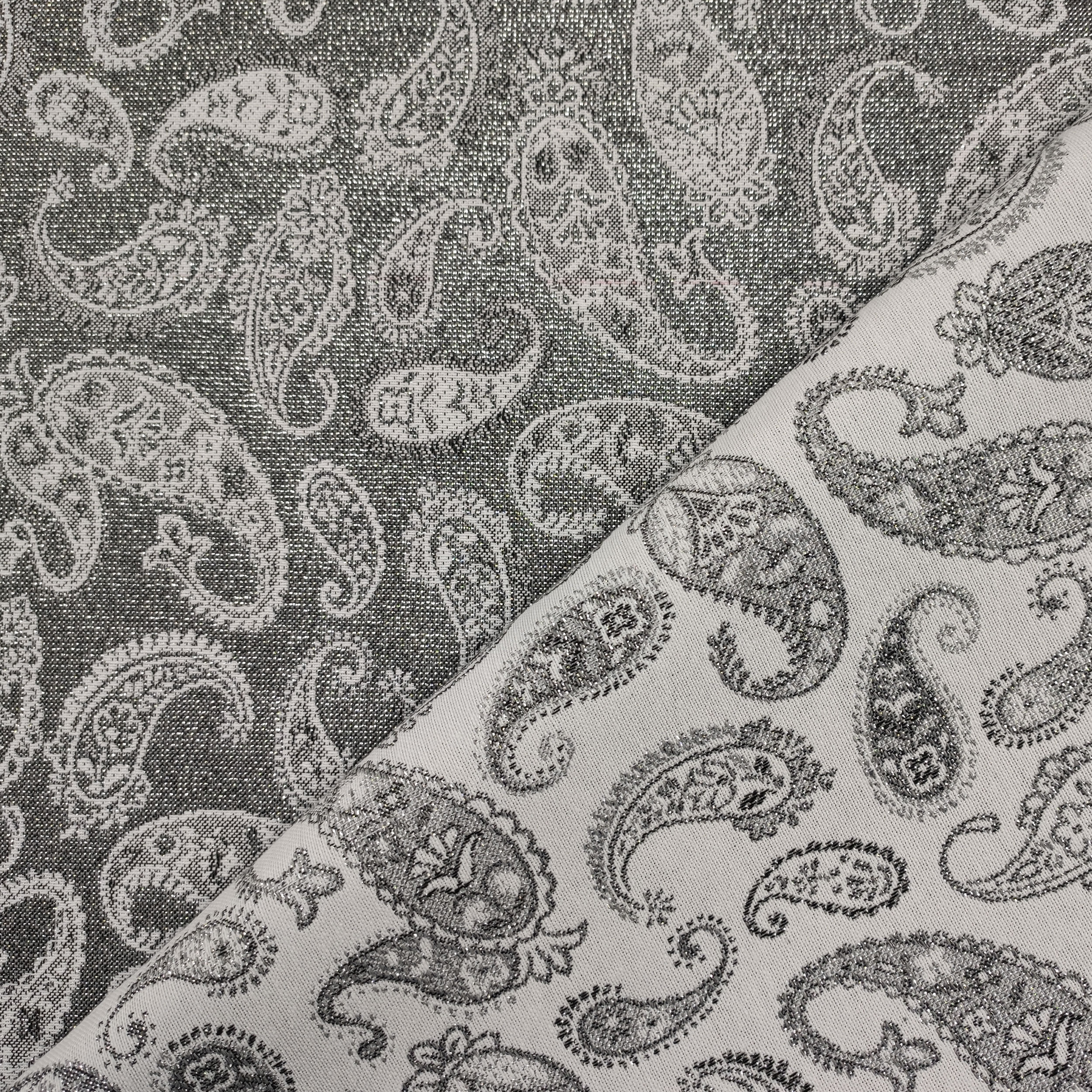 Misto Cotone Fantasia Cachemire Argento Lurex