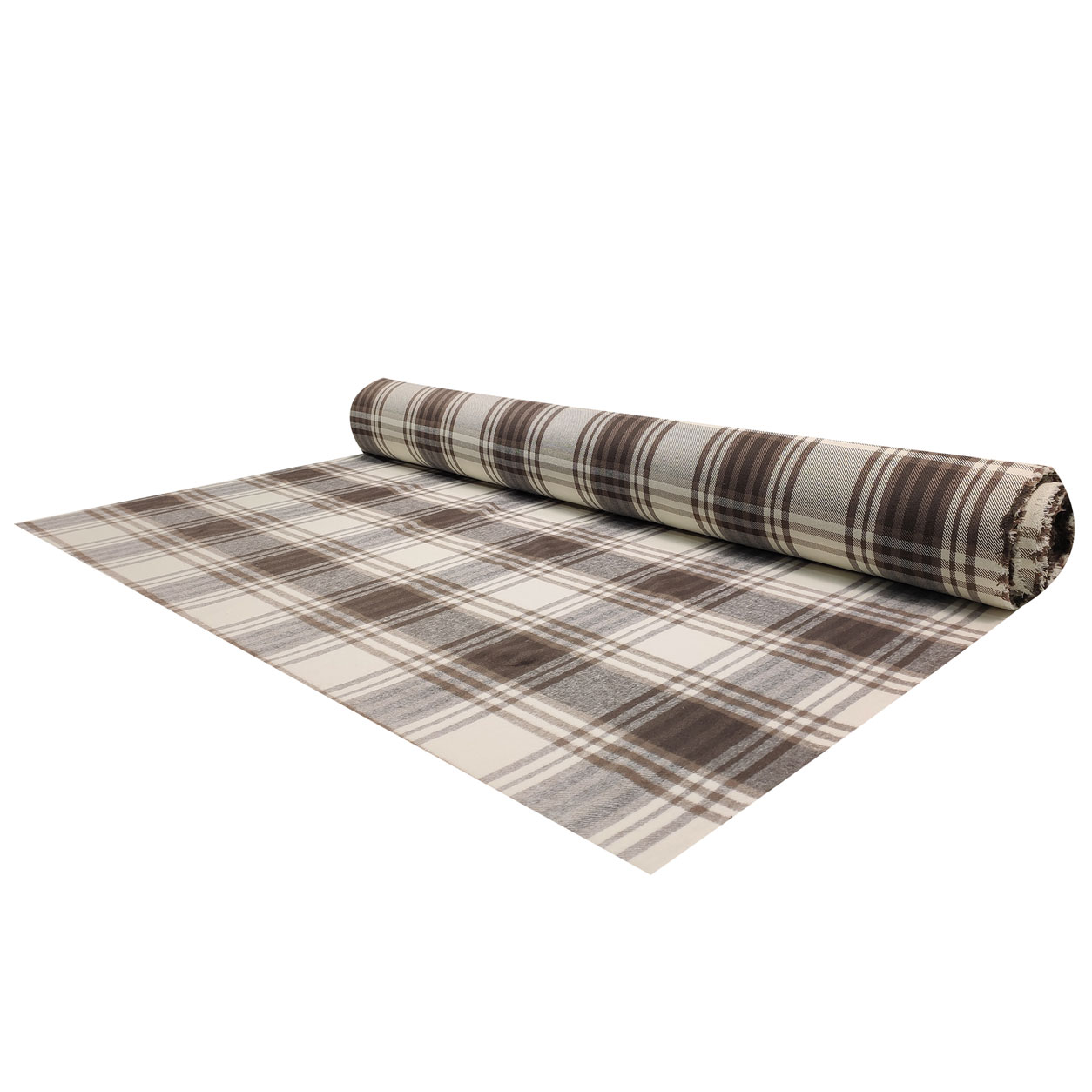 tessuto cinigliato tartan marrone e panna