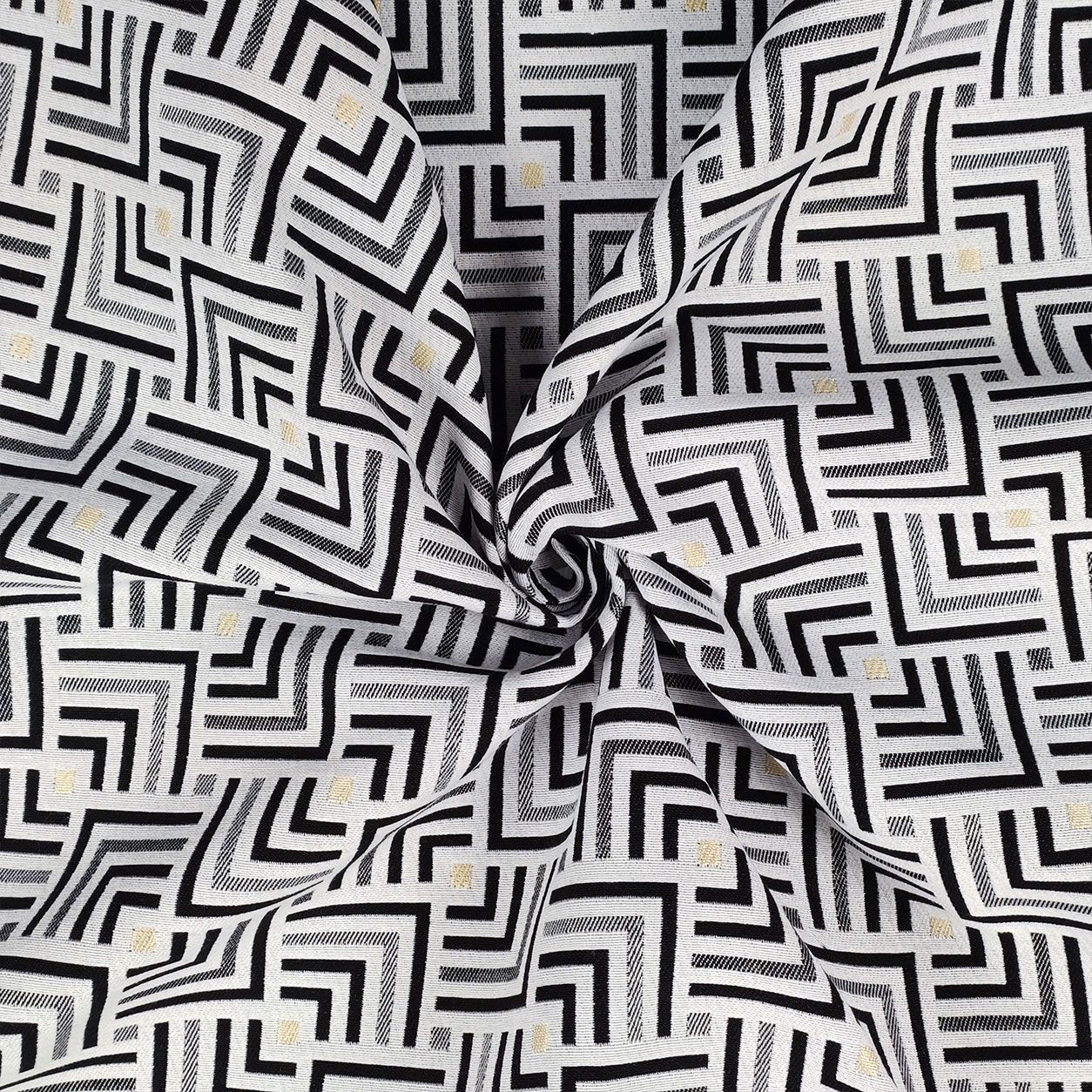 Tessuto jacquard online geometrico nero grigio
