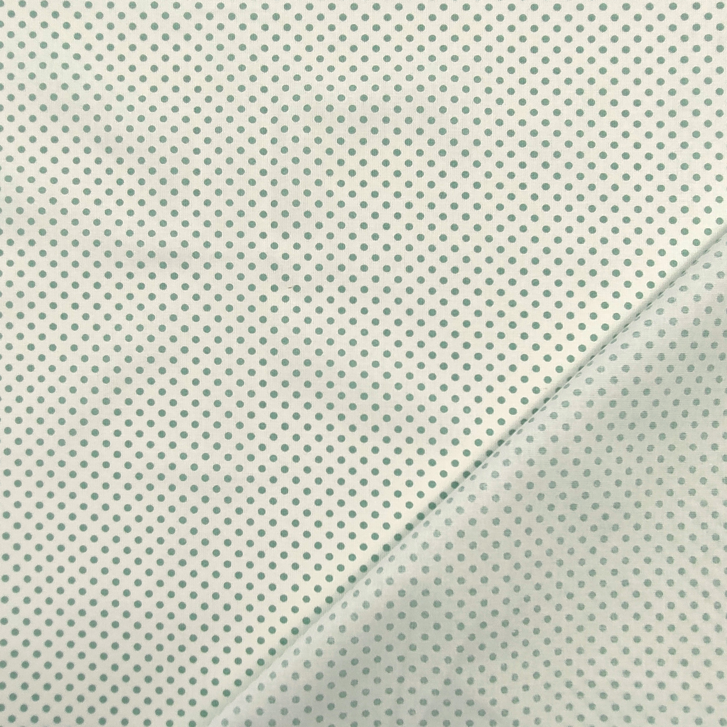 Tessuto Cotone Bianco Pois Menta Image