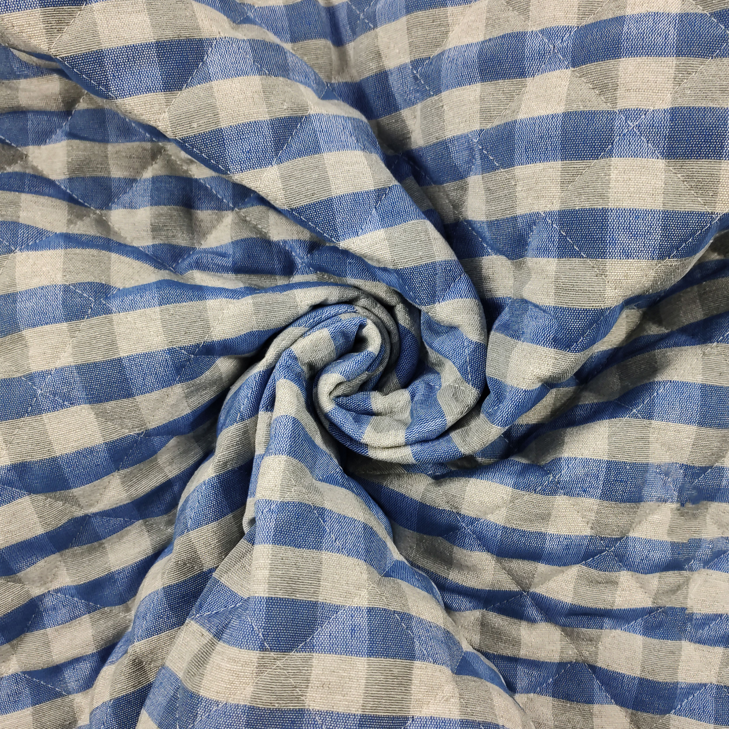 Tessuto Trapuntato Quadretti Azzurro e Grigio
