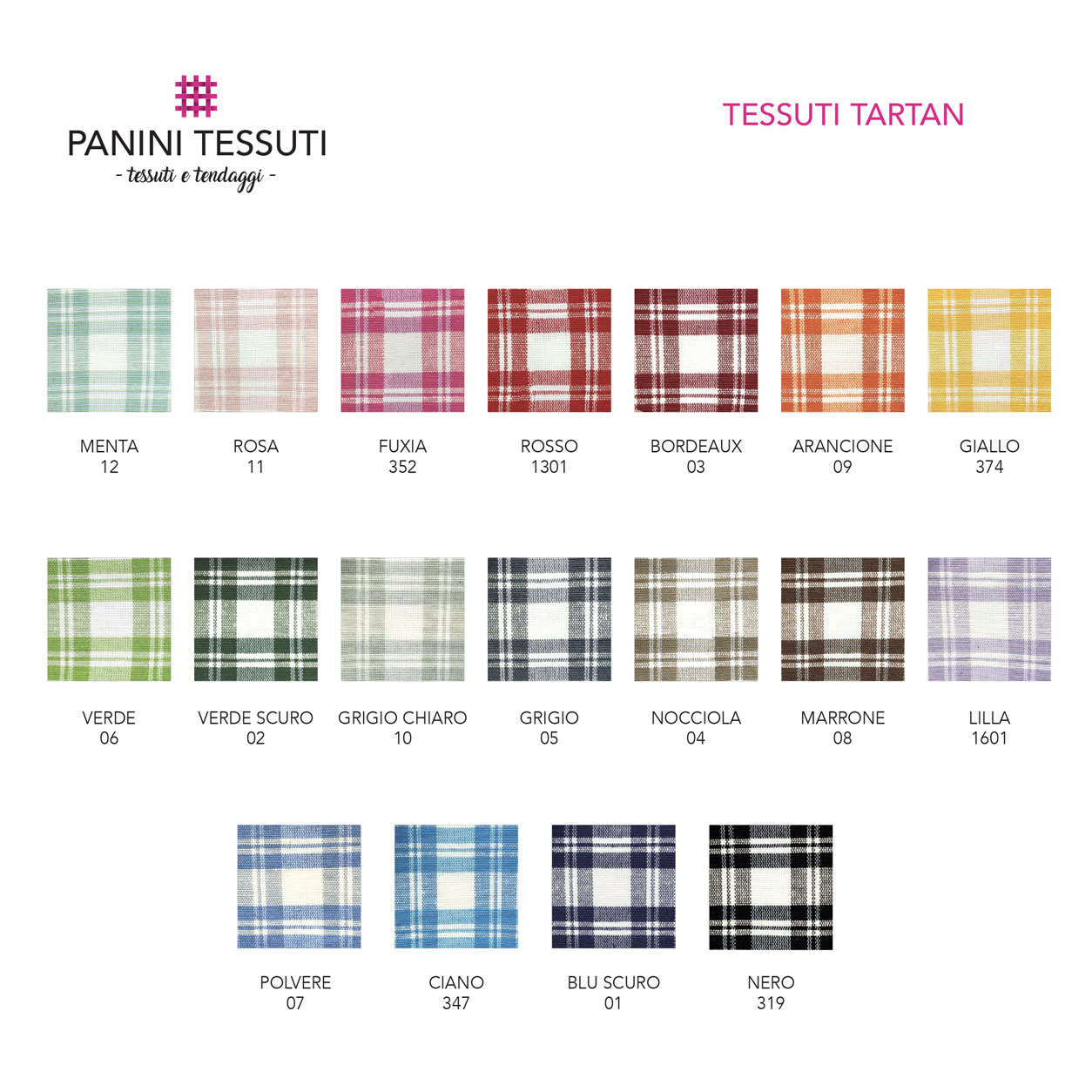 Tabella Colore Tessuti Tartan