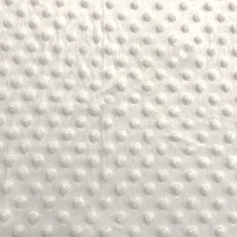 Tessuto Minky Dots Peluche Bianco 