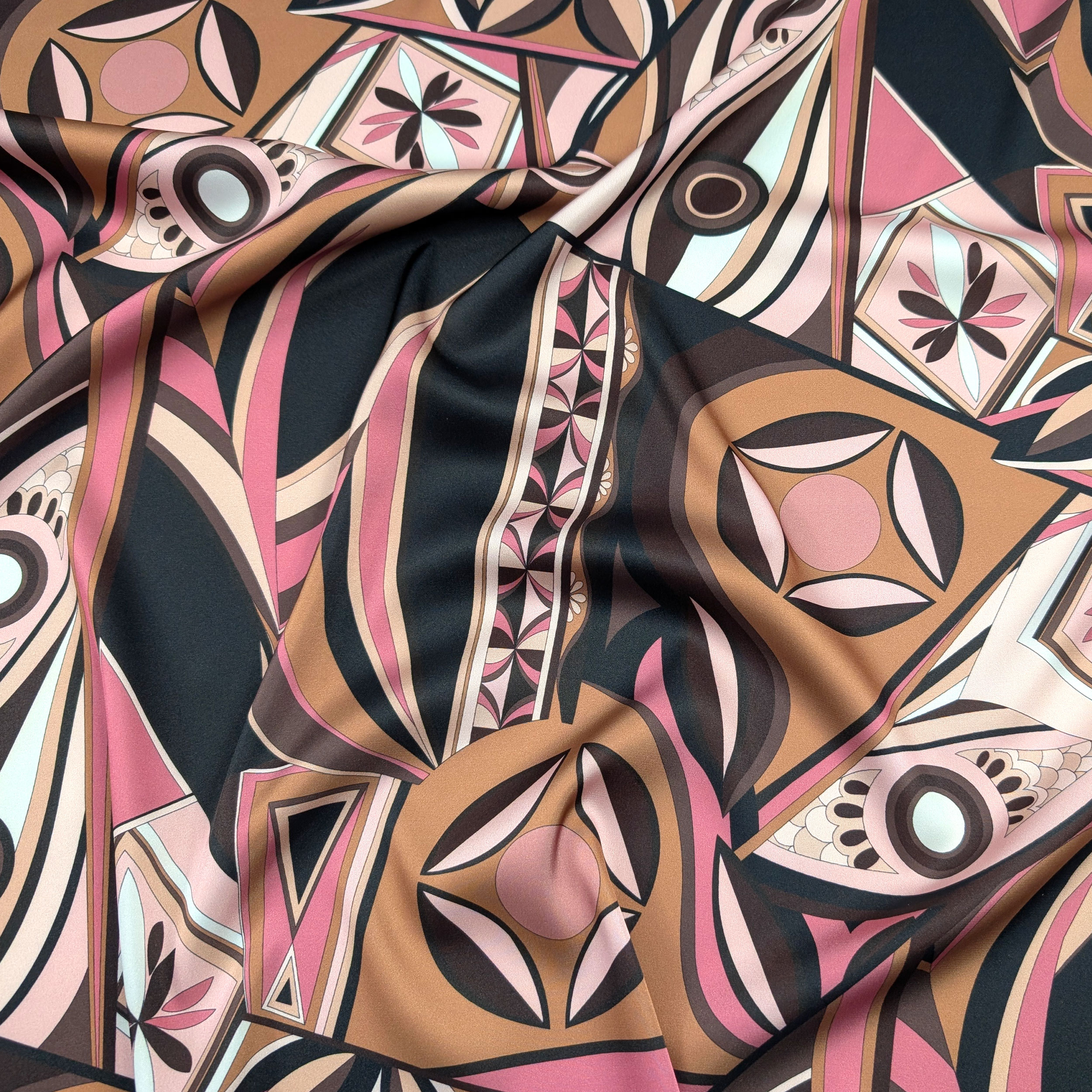 Raso Setato Alta Moda Fantasia Rosa Marrone Image