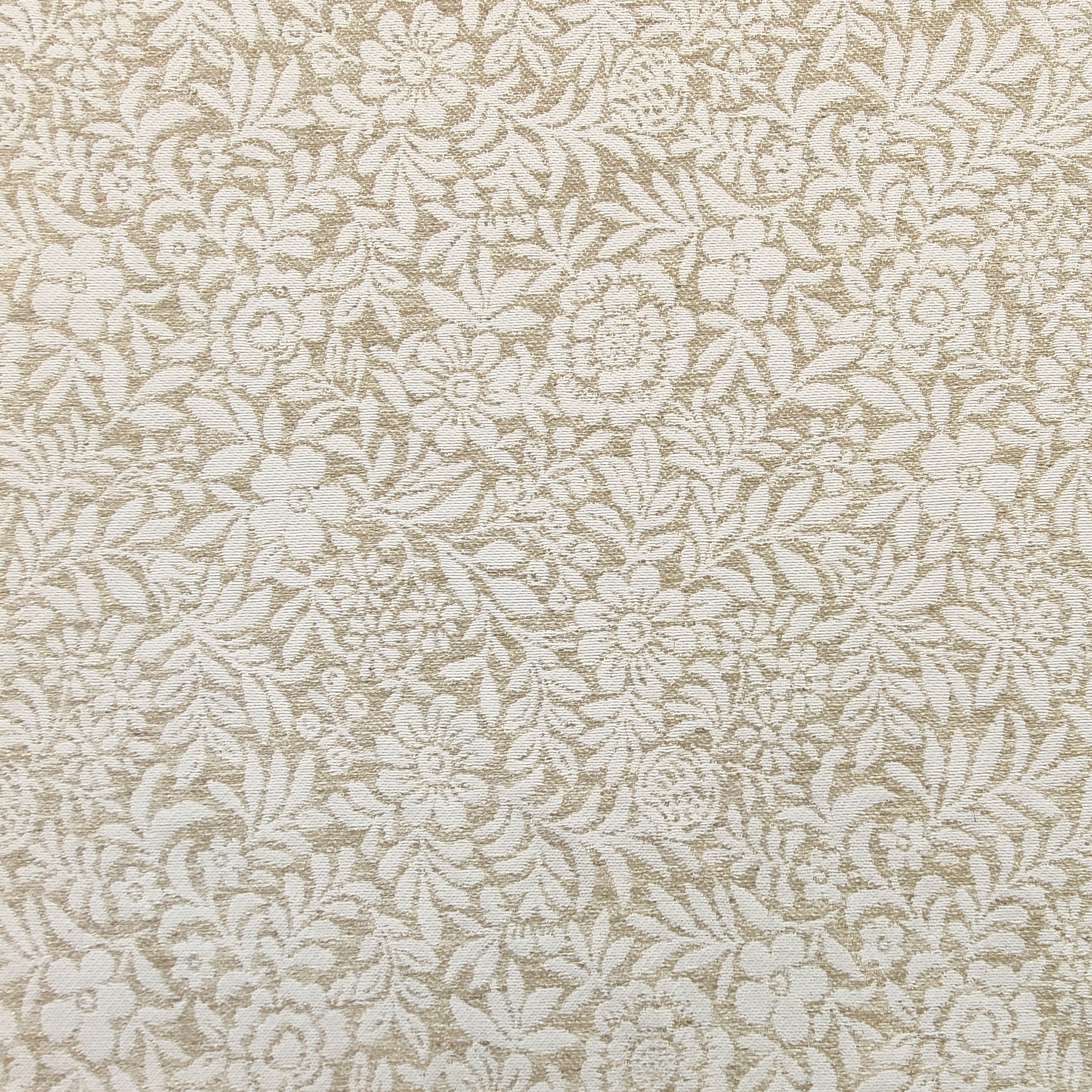 Tessuto Jacquard Fiori Chiari Sfondo Beige