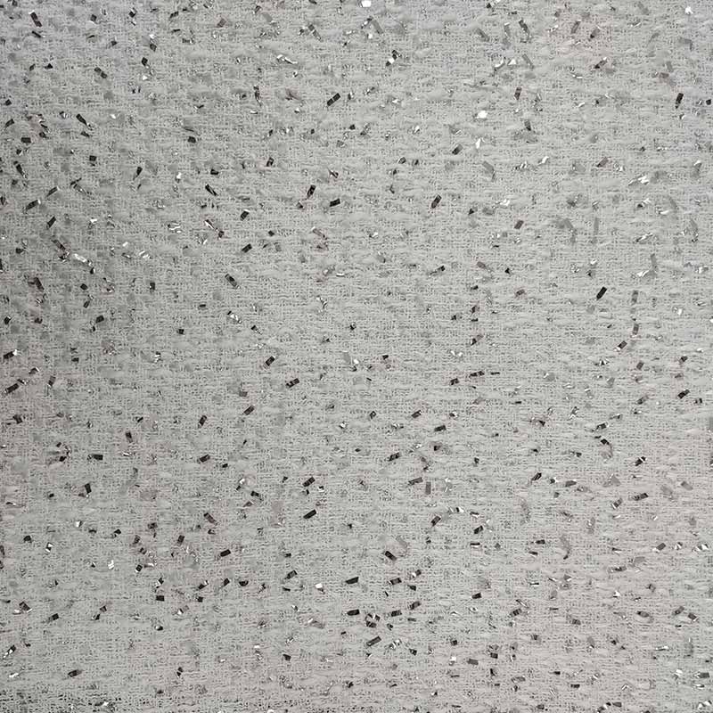 Tessuto Tweed Trama Chanel con Lurex Bianco