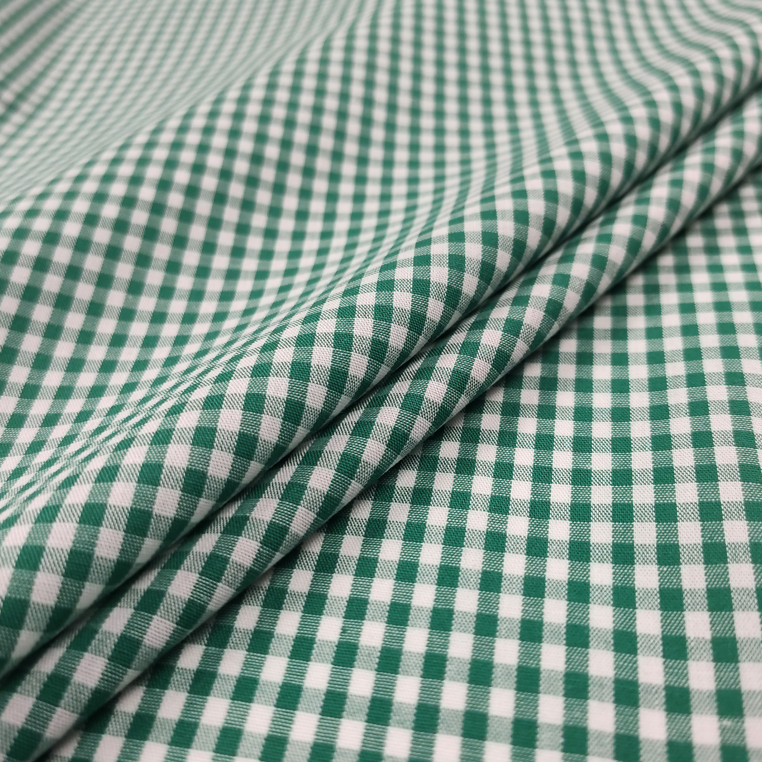 Cotone quadretto tinto in filo verde