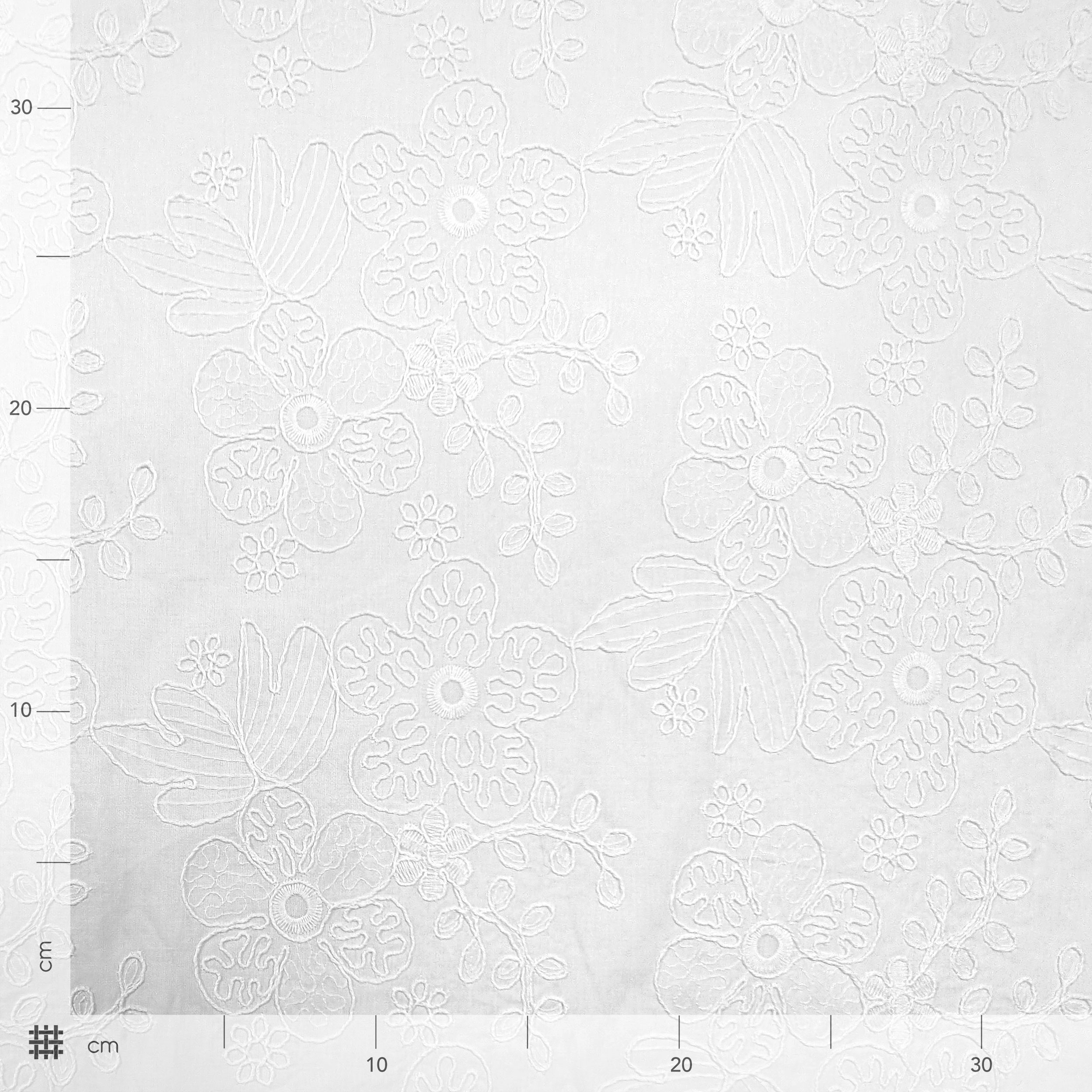 Sangallo di Cotone Bianco Doppio Smerlo Fiori Image
