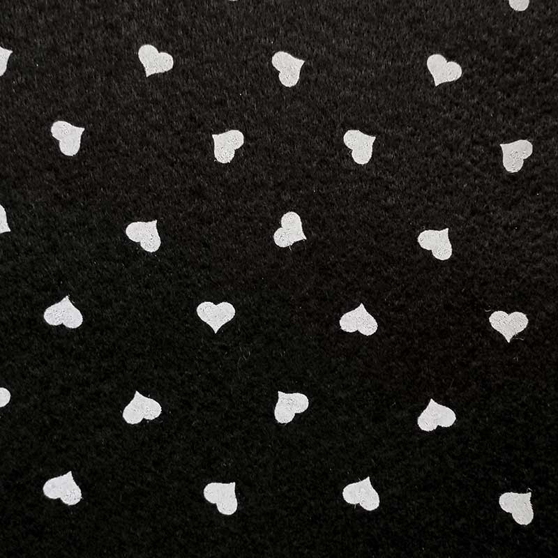 Pannolenci cuori bianco sfondo nero