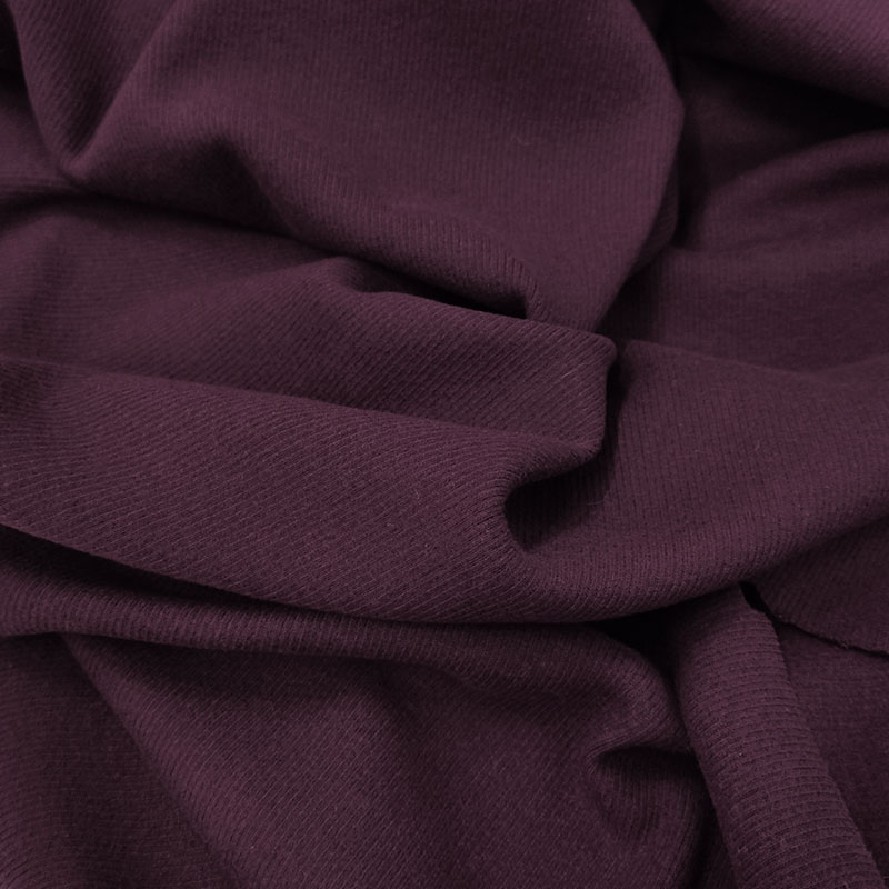 Maglia Mano Cachemire Costina Caldo Cotone  Melanzana 