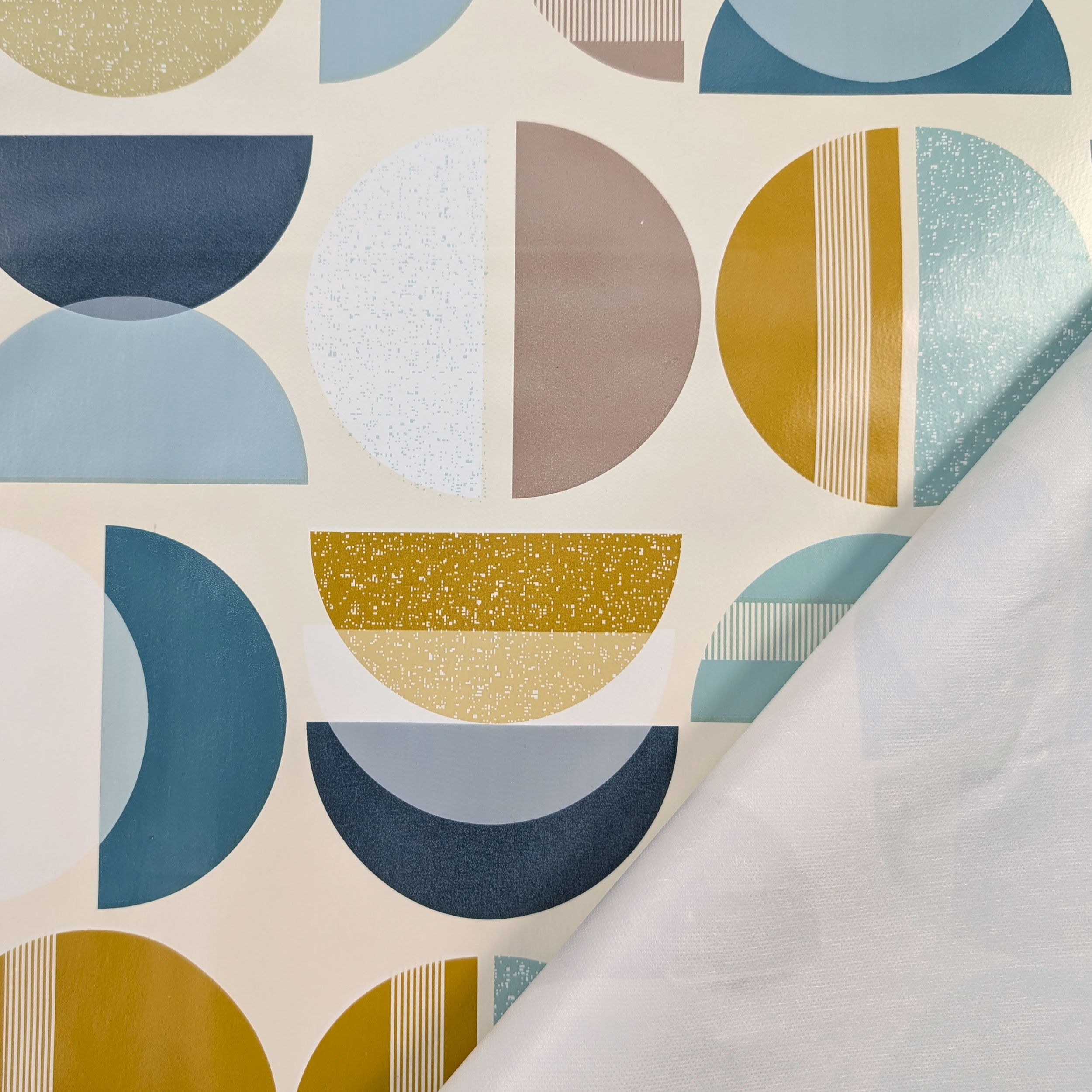 Tessuto per Tovaglia Plastificata Pop Art Blu Beige Image
