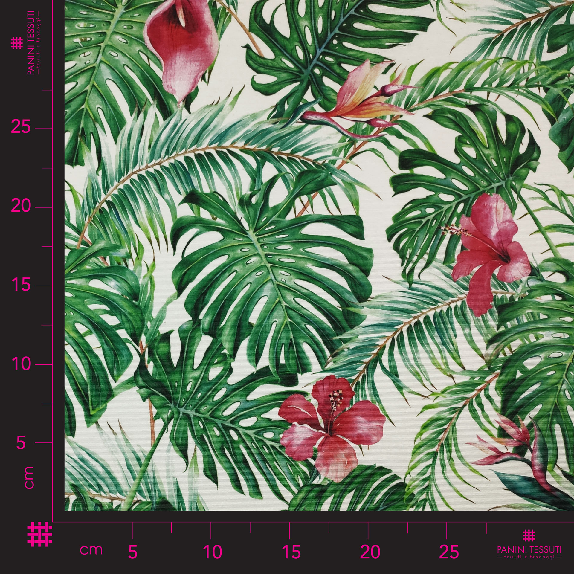 tessuti-arredo-con-fantasia-fiori-tropicali-fucsia