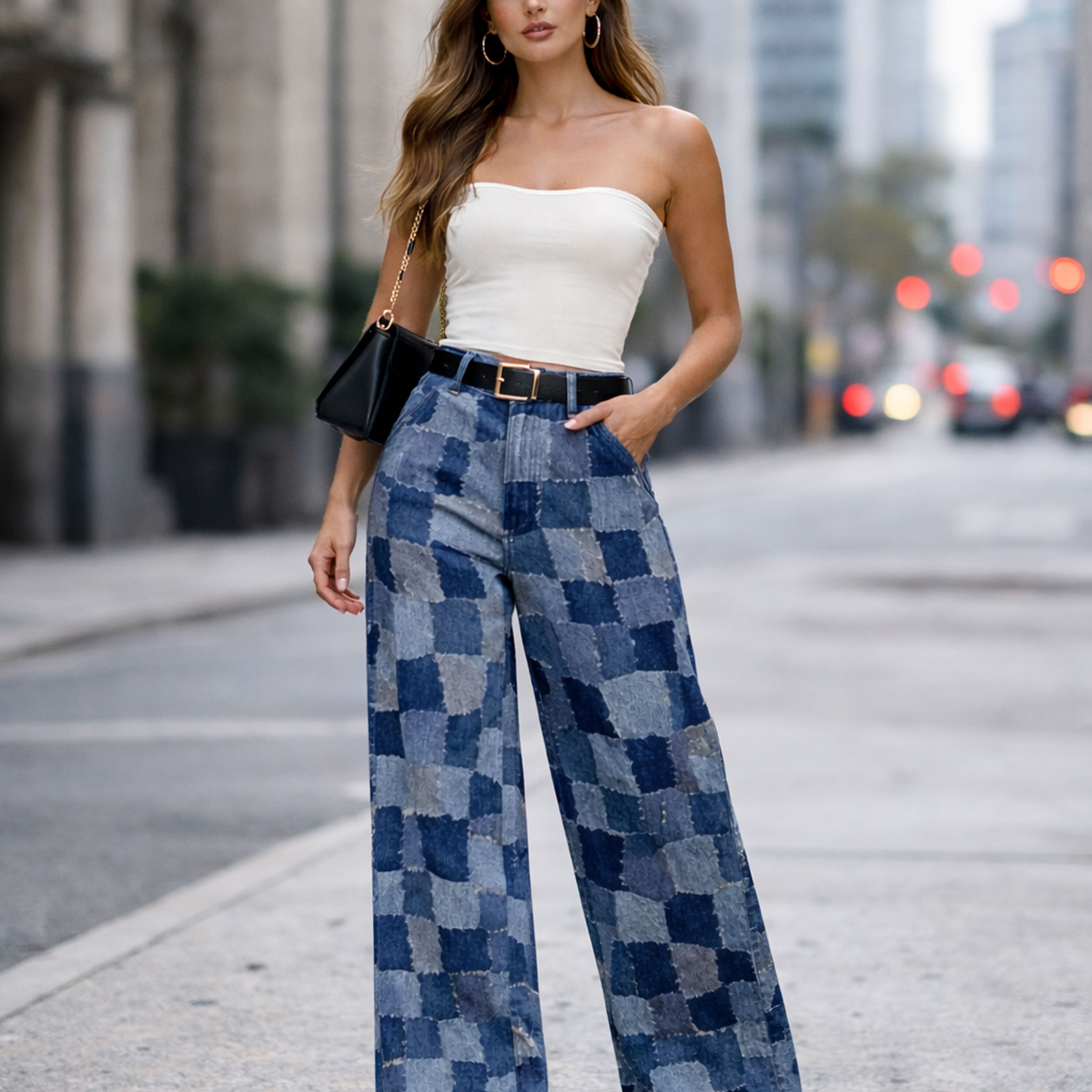 Jeans Moda Patchwork Image