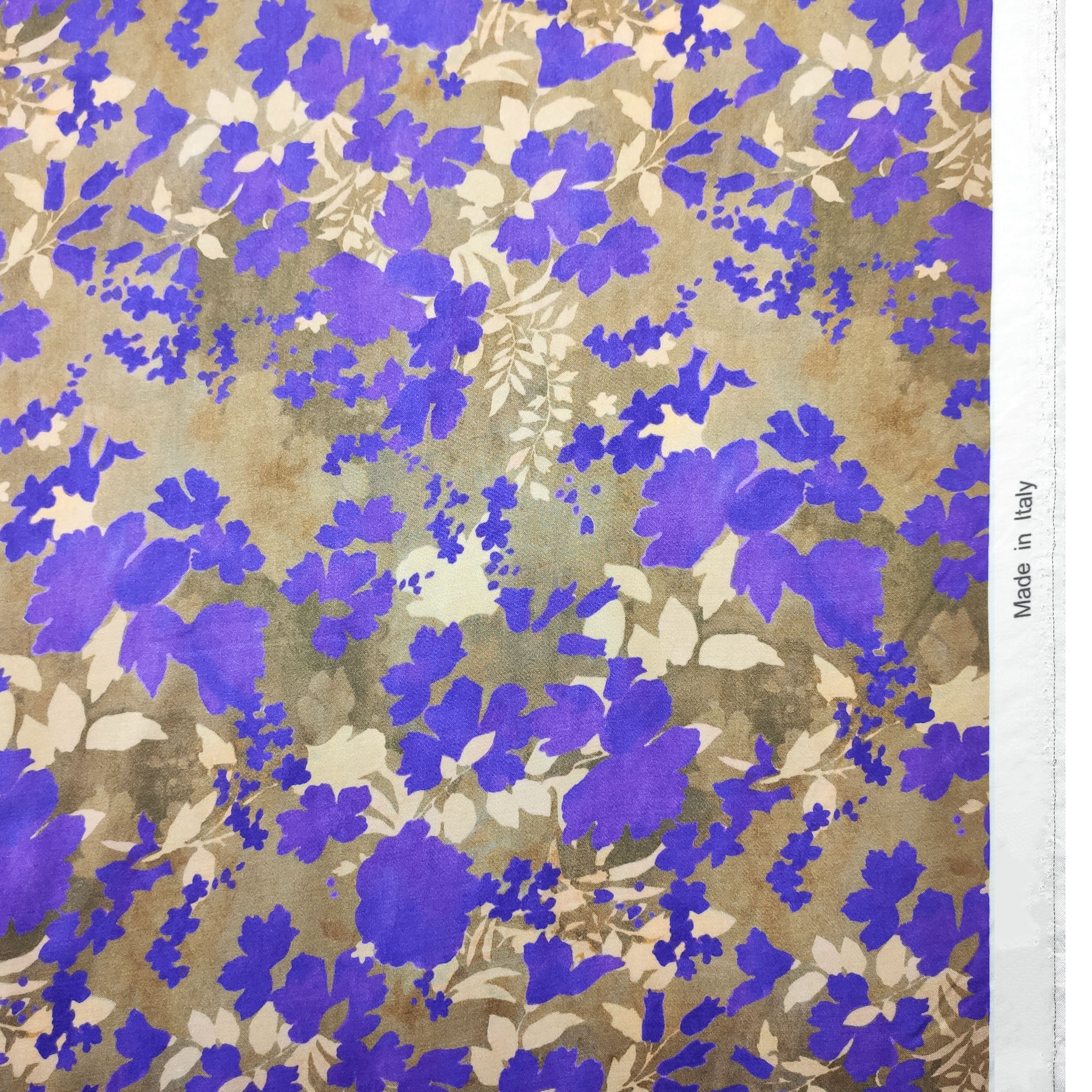 Raso Misto Seta Alta Moda Fiori Viola
