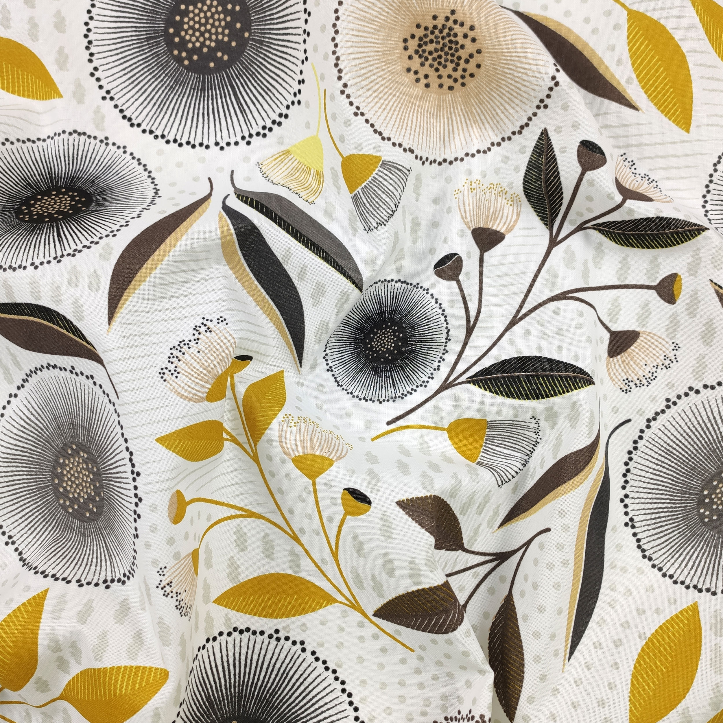 Cotone con Fiori Toni Marroni