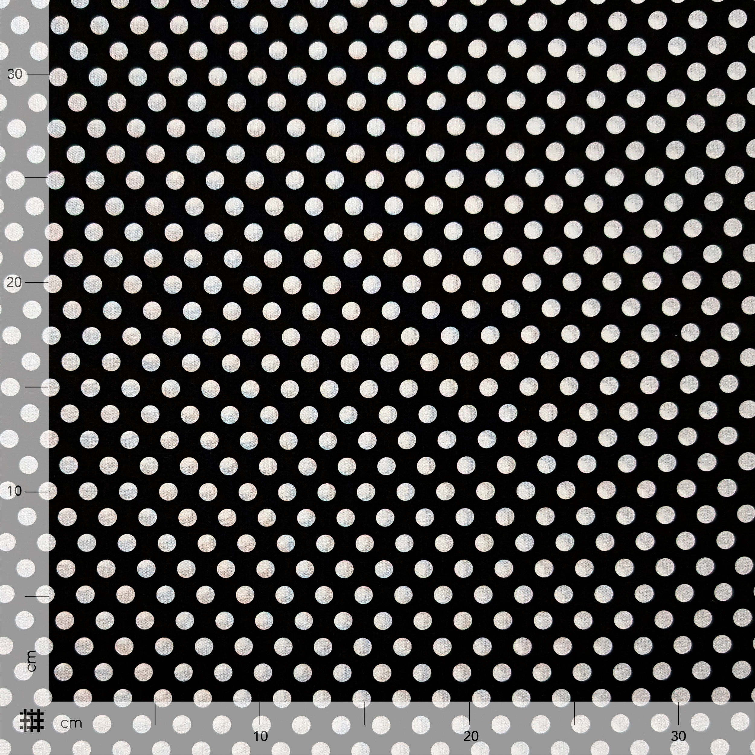 Tessuto Cotone Nero Pois Grandi Image