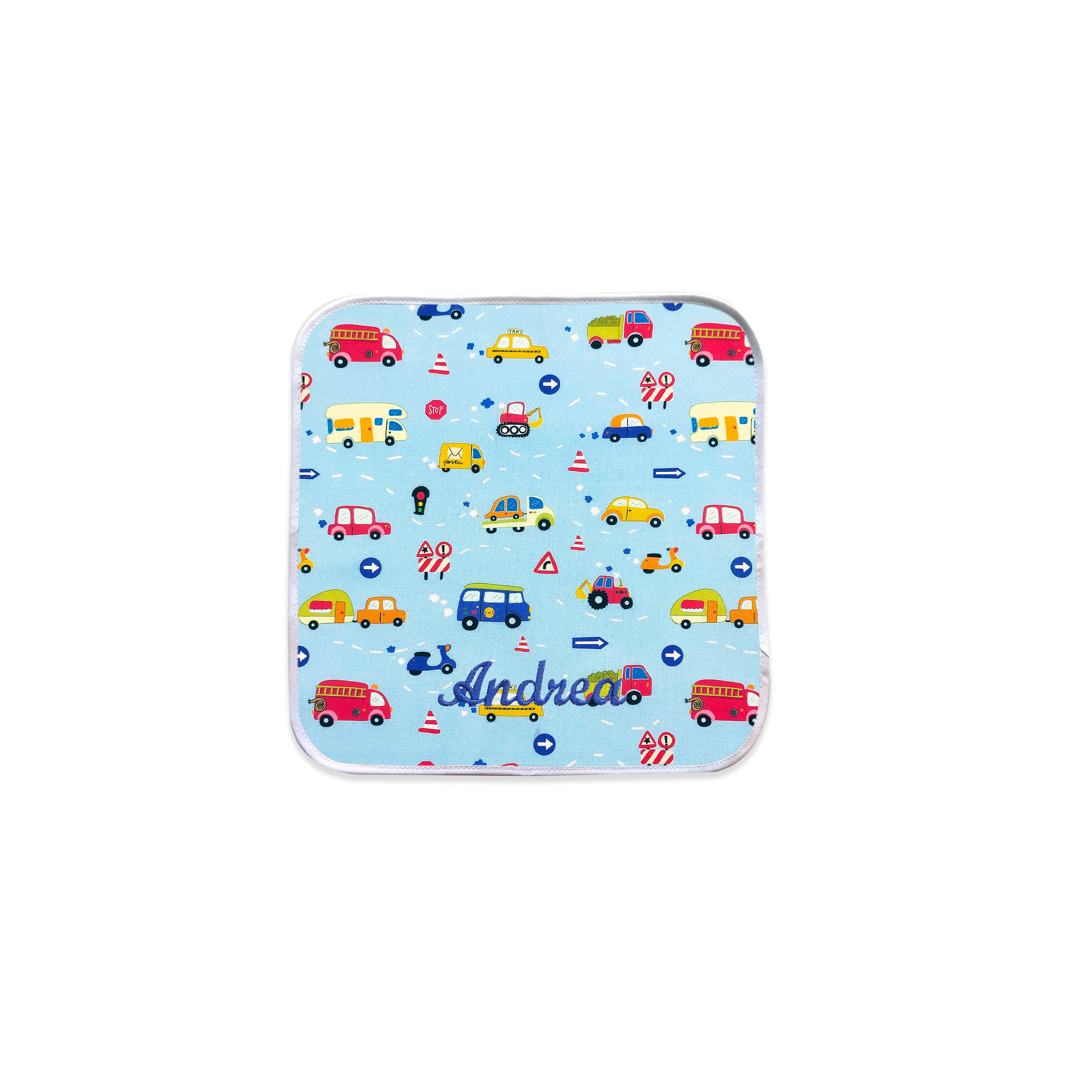Tovagliolo Macchinine Sfondo Azzurro