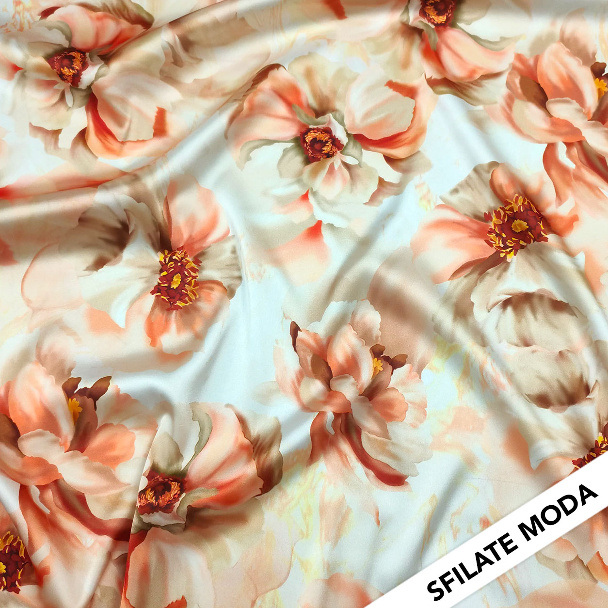 Rasetto Elasticizzato Setato Moda Fiori Pesca