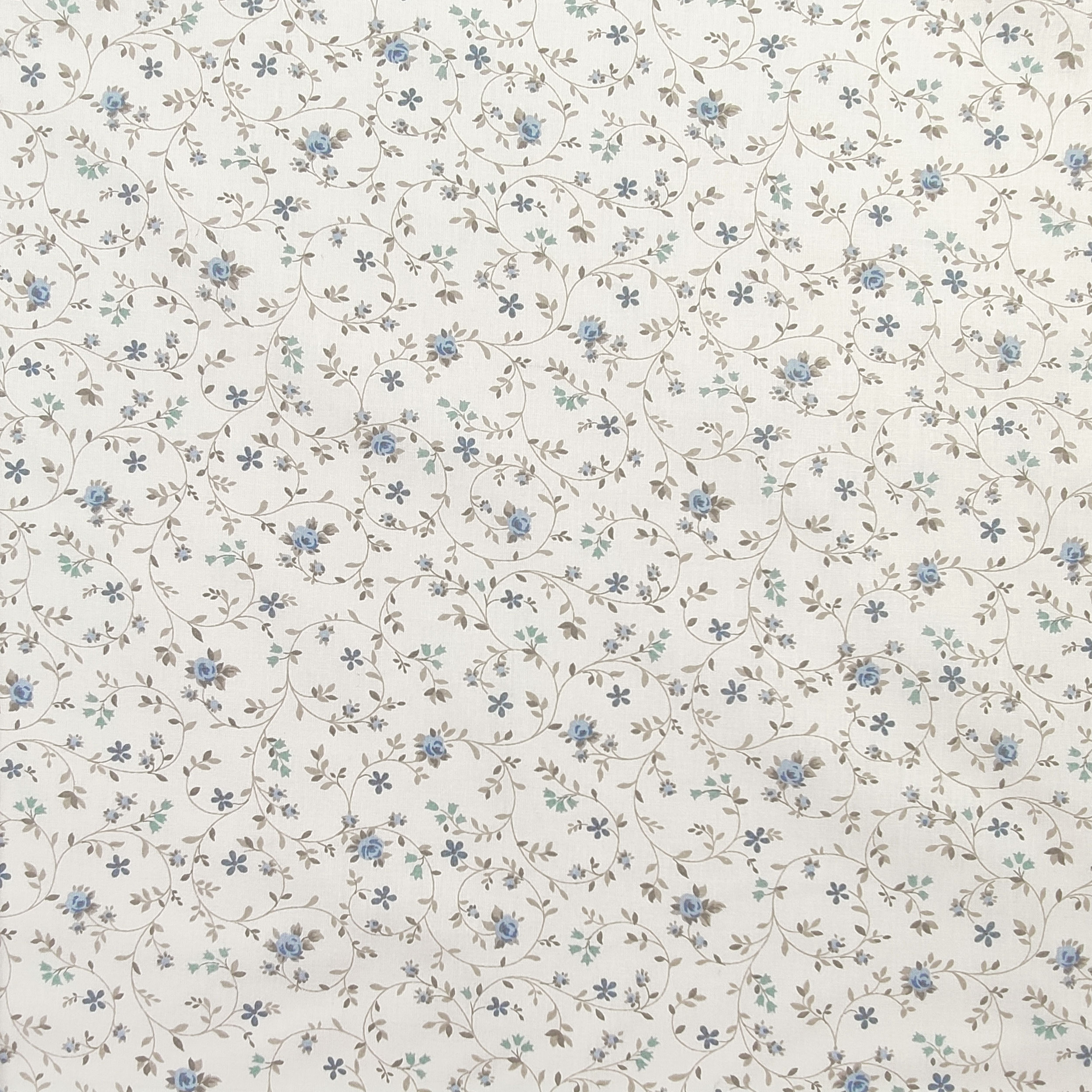 Tessuto Cotone Fiorellini Blu