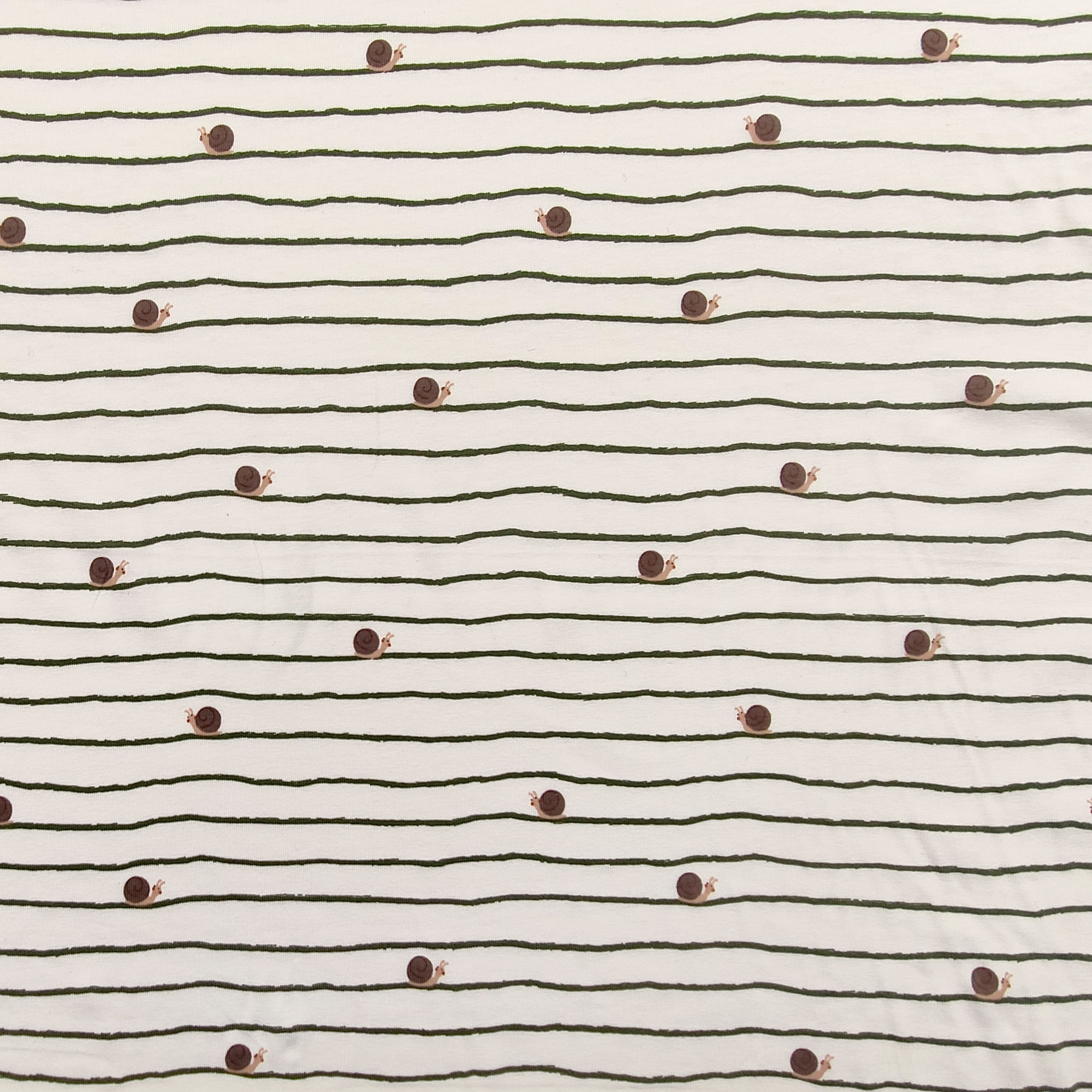 Jersey Cotone Fantasia Lumache e Righe Verdi