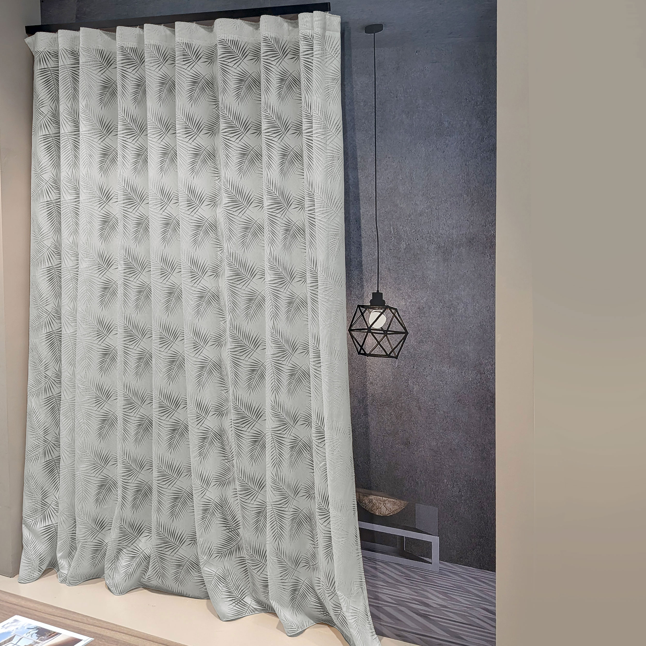Tessuto Tenda Devorè Felce Grigio Image