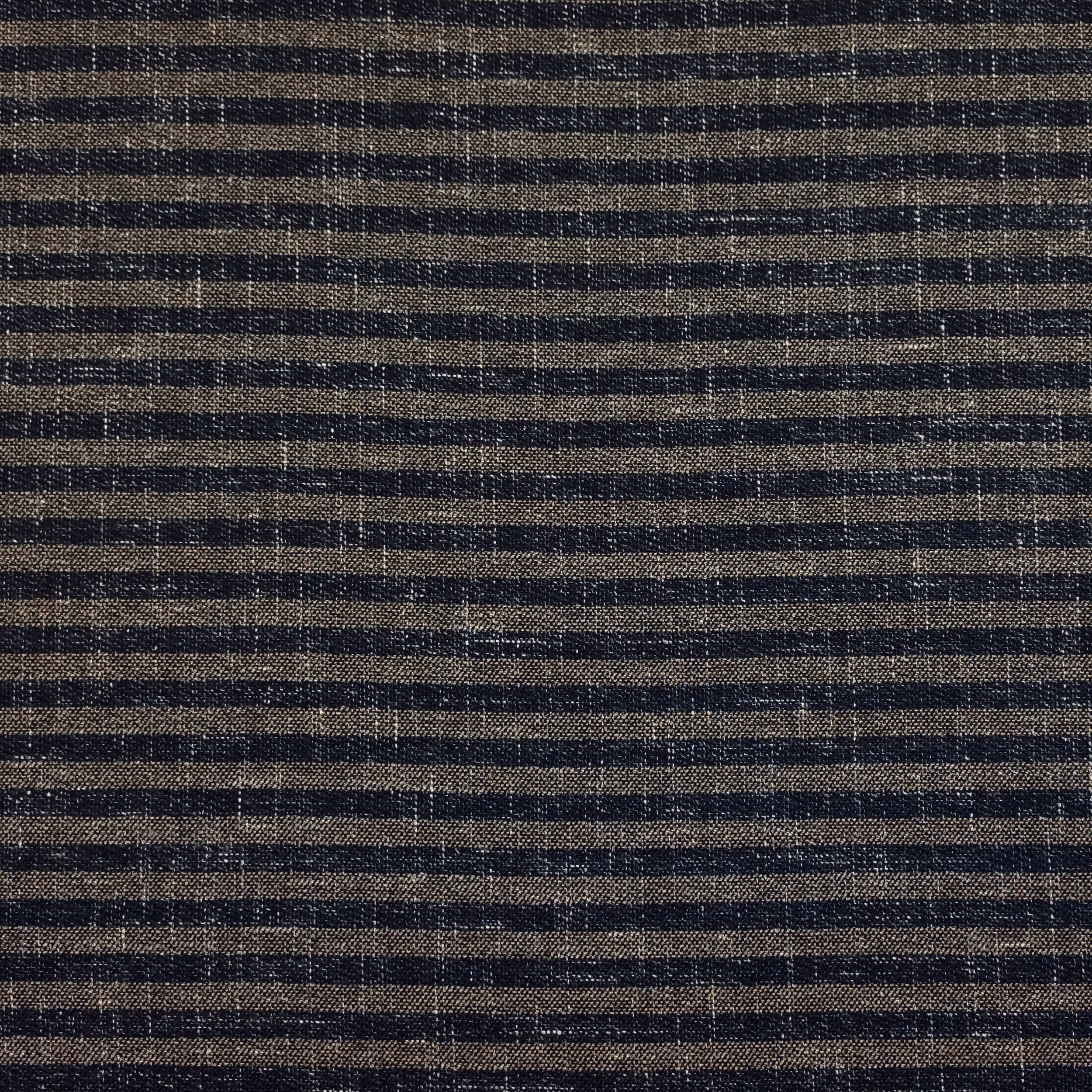 Tessuto Cotone Lino Riga Blu