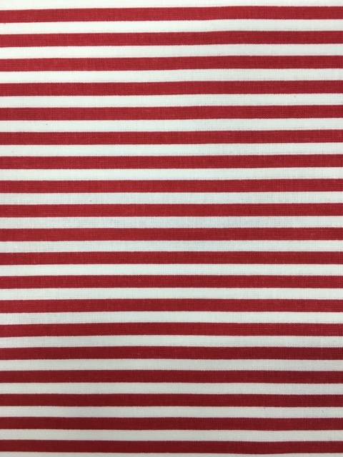 Tessuto cotone rigato rosso