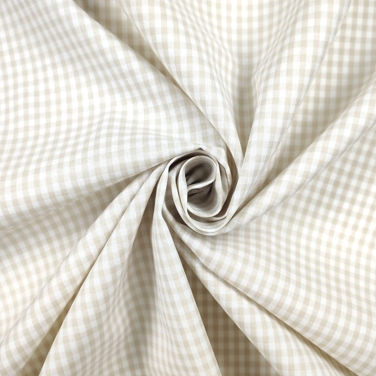 Tessuti cotone quadretti medi tinto in filo beige