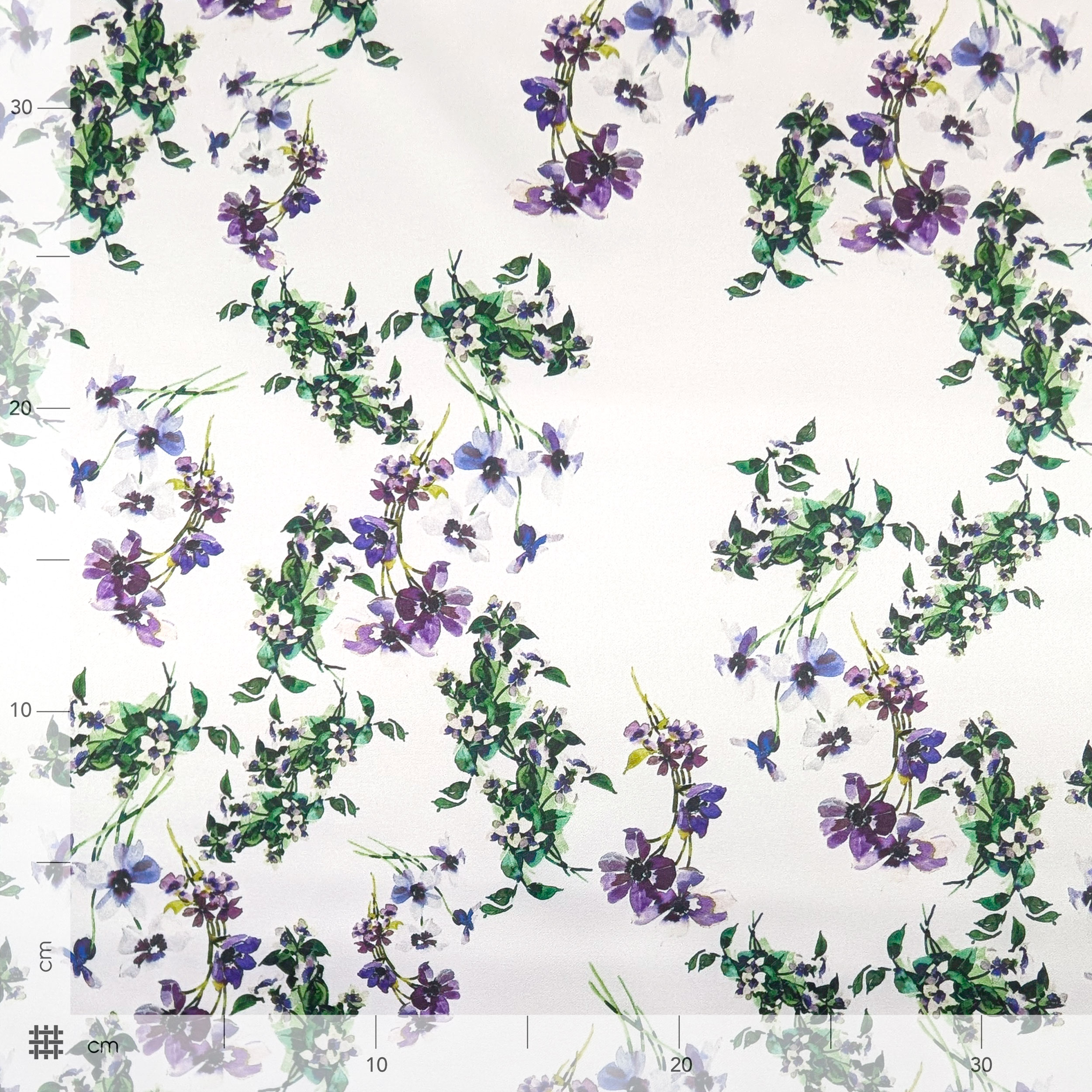 Raso Elasticizzato Fiori Lilla Sfondo Bianco Image