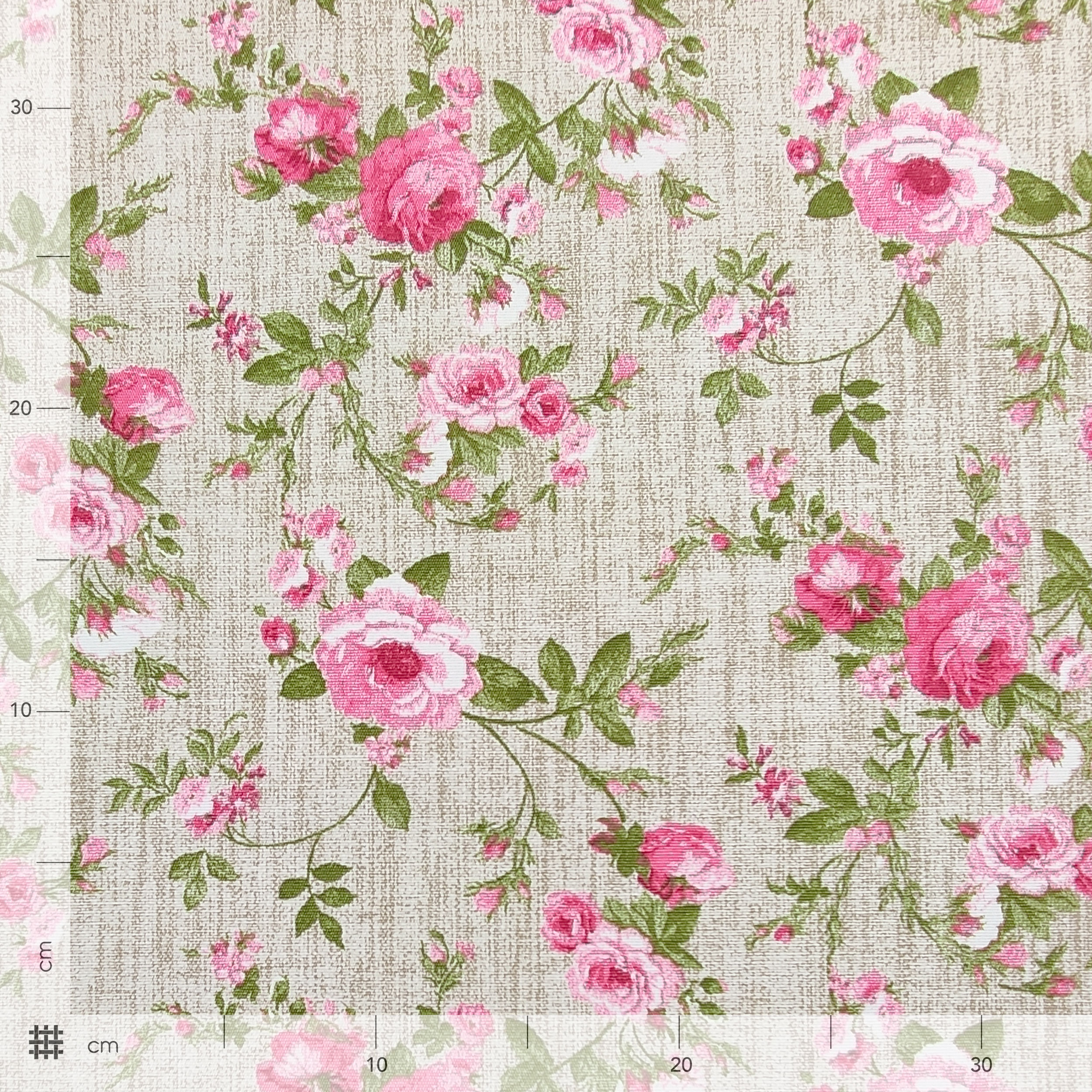 Tessuto per Tovaglia Resinata Rose Sfondo Beige Image