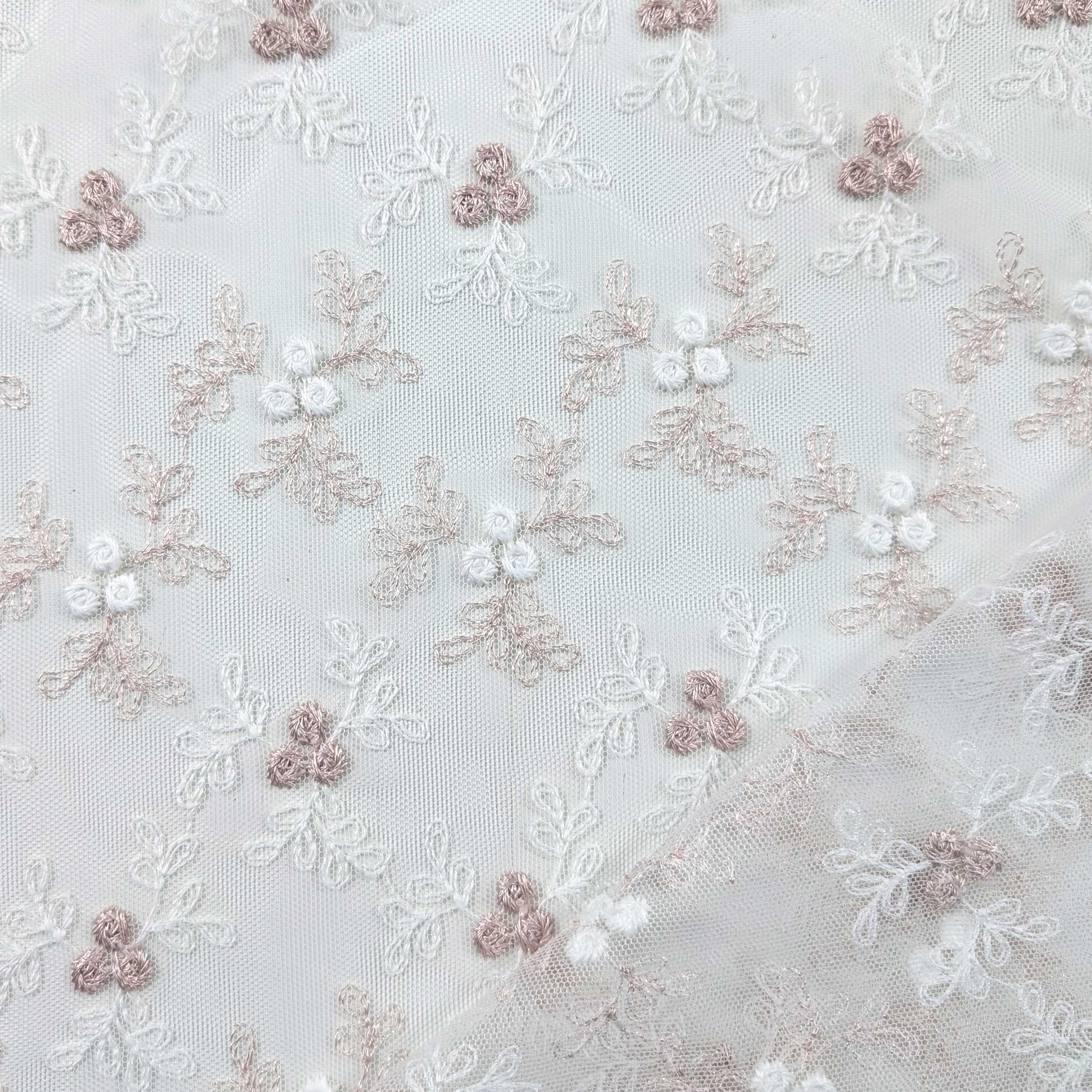Tessuto Tendino Pizzo Floreale Rosa Image