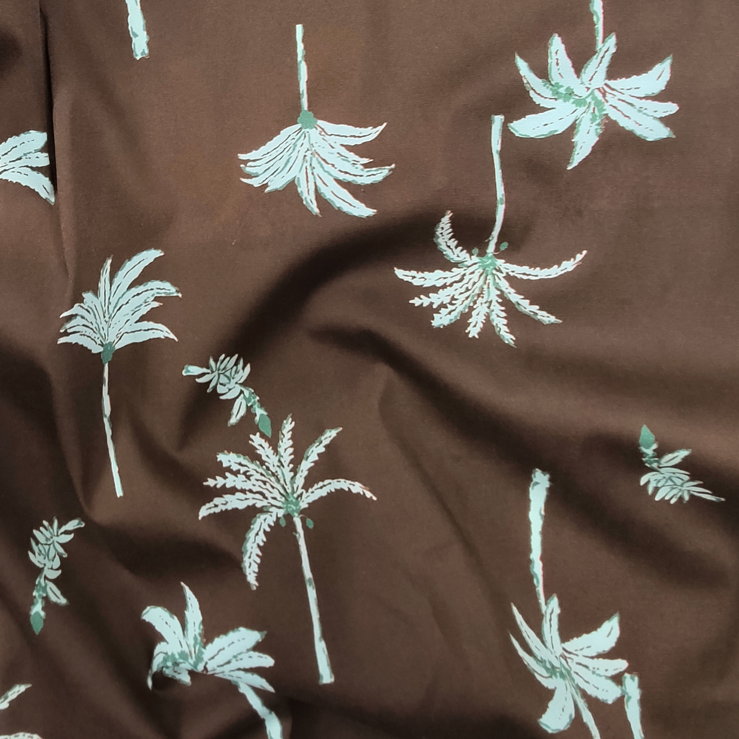 Tessuto di Cotone Marrone Fantasia Palme Image