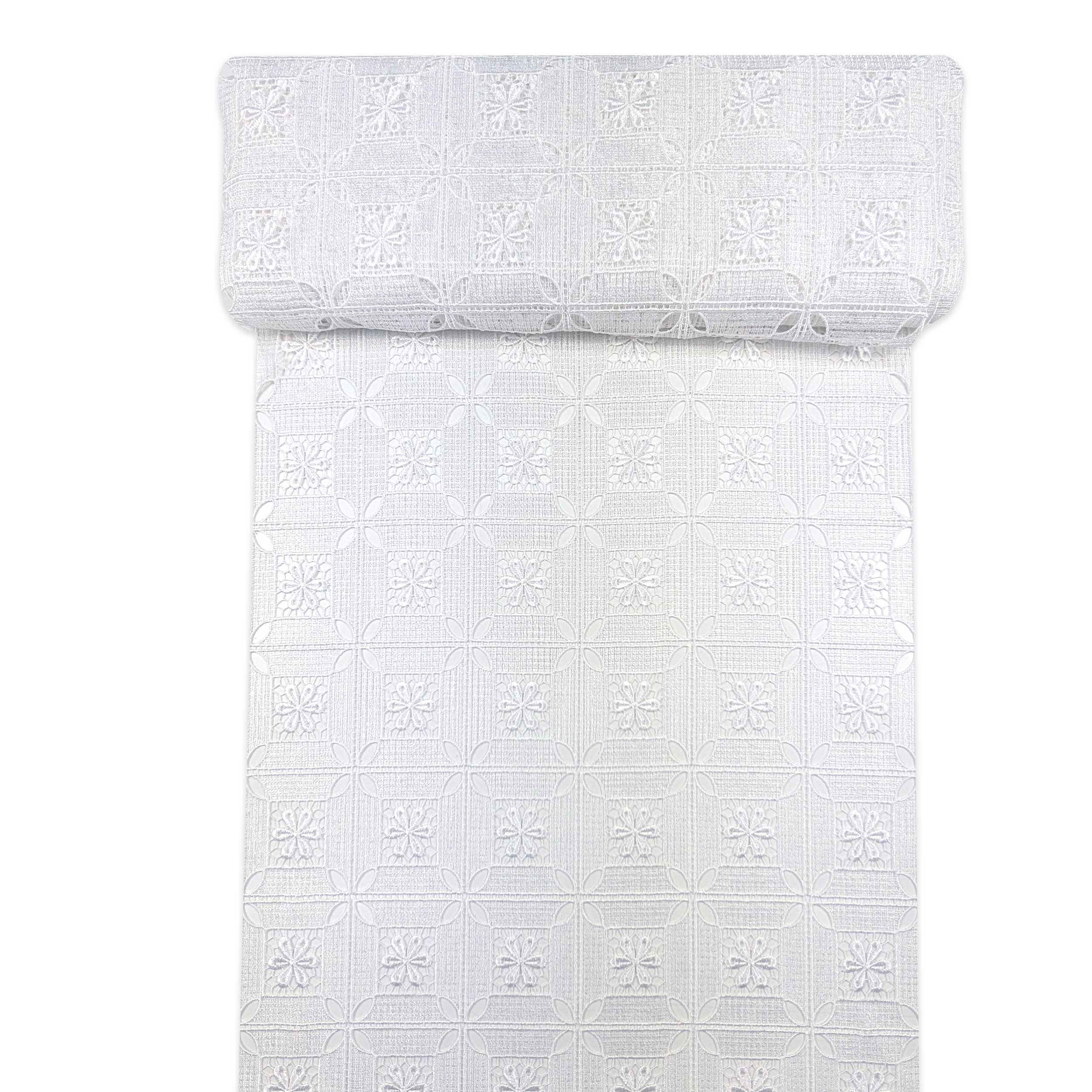 Tessuto Tendino Pizzo Modulare Fiori Bianco Image