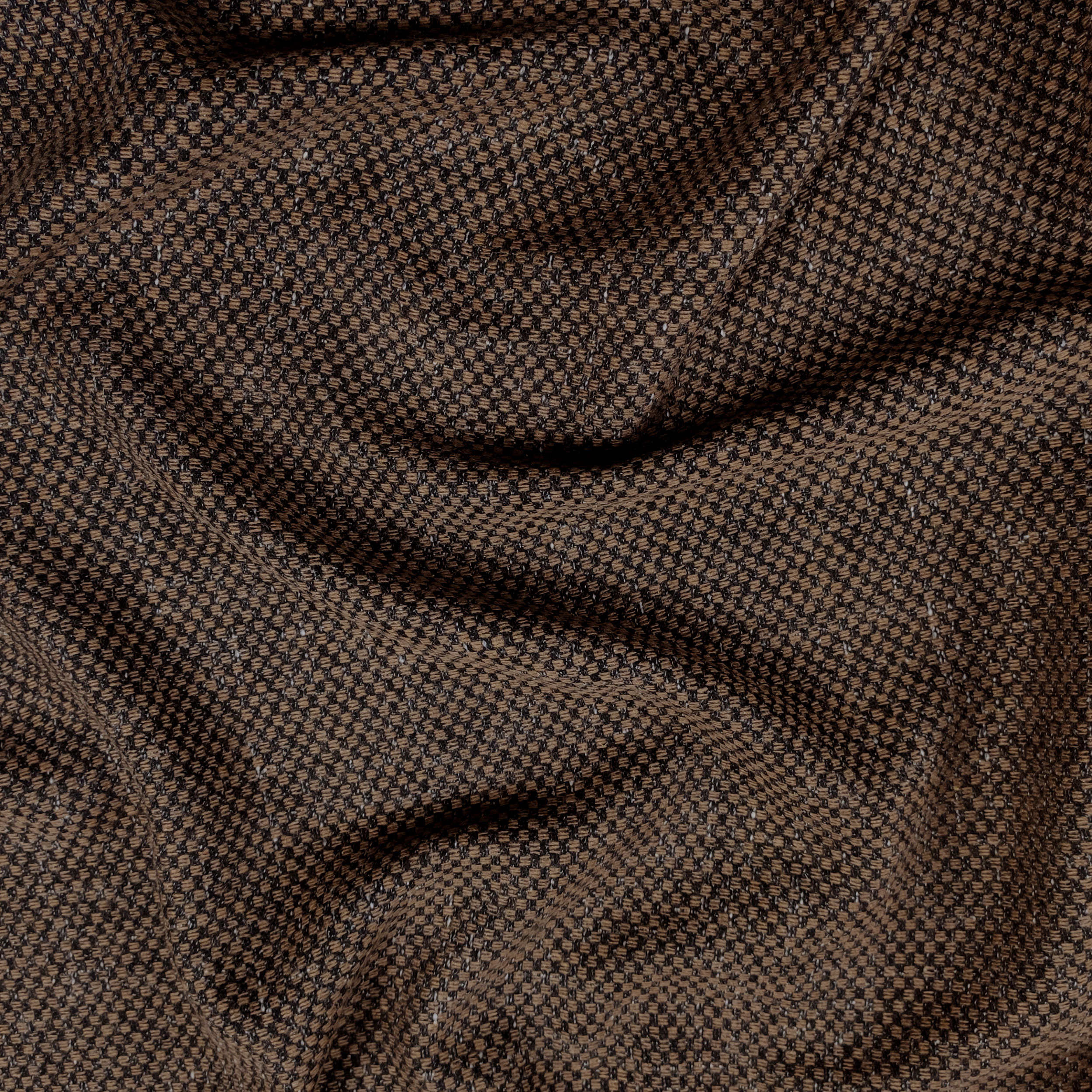 Tessuto Misto Cotone Quadretti Cammello