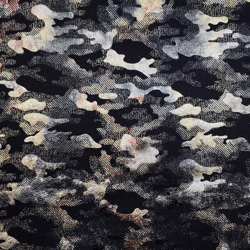 Tessuto Felpa Camouflage Effetto Metallizzato 