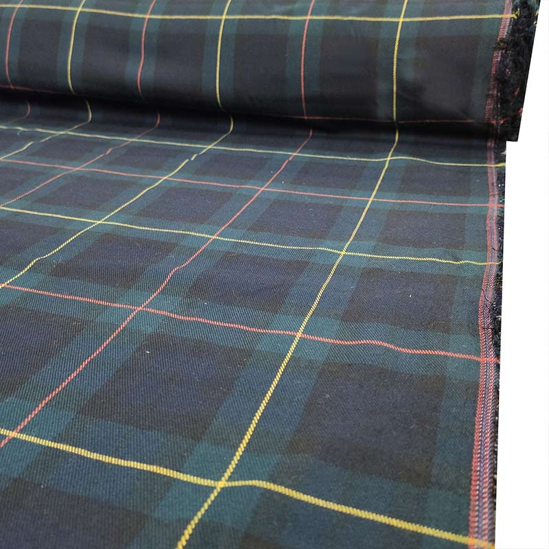 Tartan Verdone Scuro con Righe Sottili Colorate