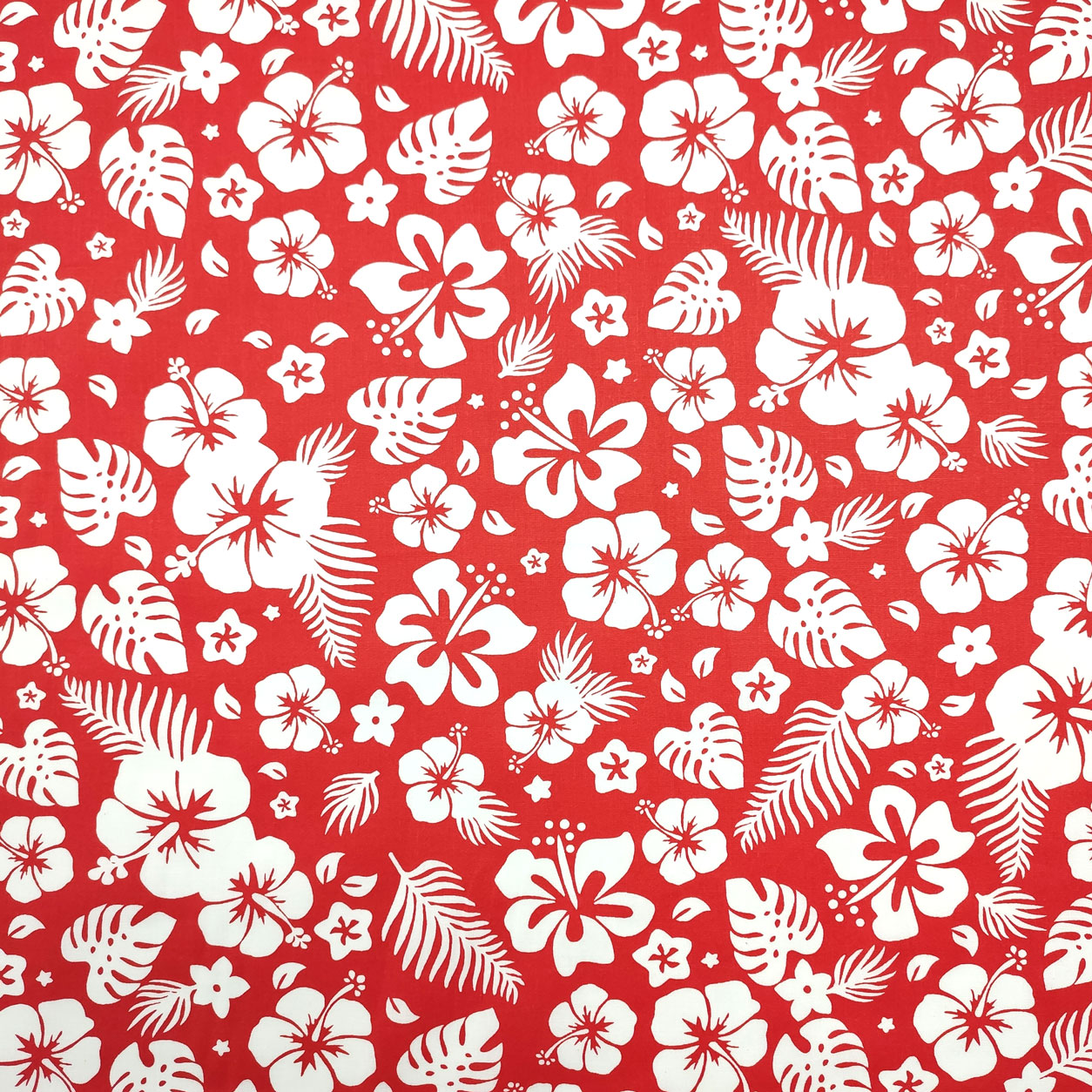 Cotone con fiori tropicali sfondo rosso