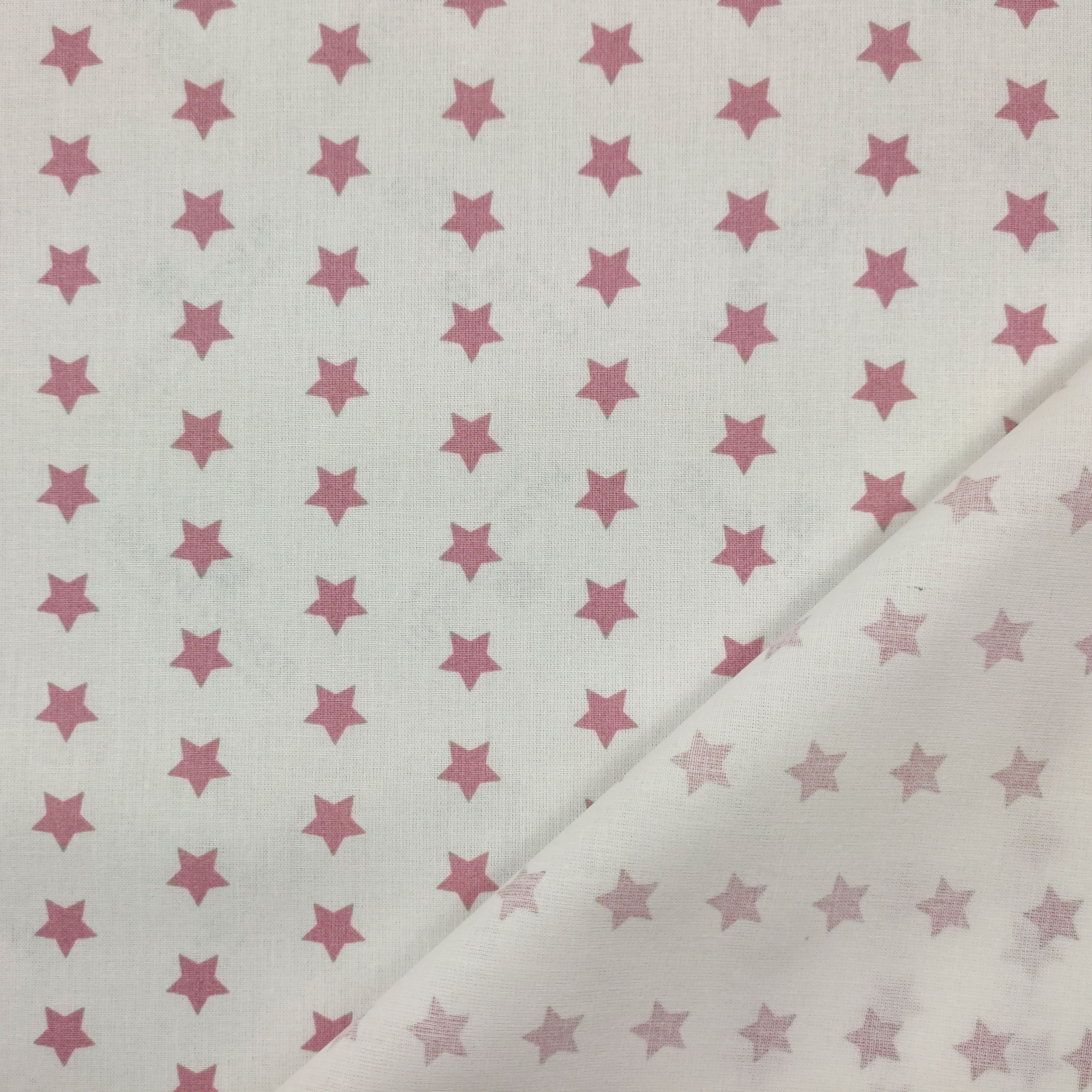 cotone con stelle rosa antico sfondo bianco