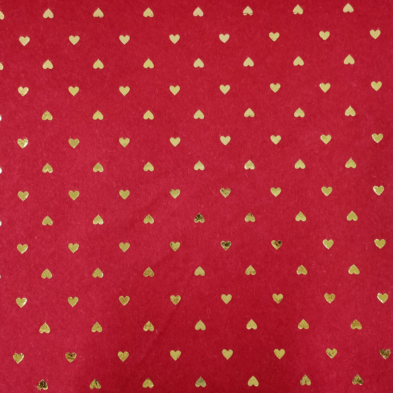 Pannolenci Cuori Oro Sfondo Rosso