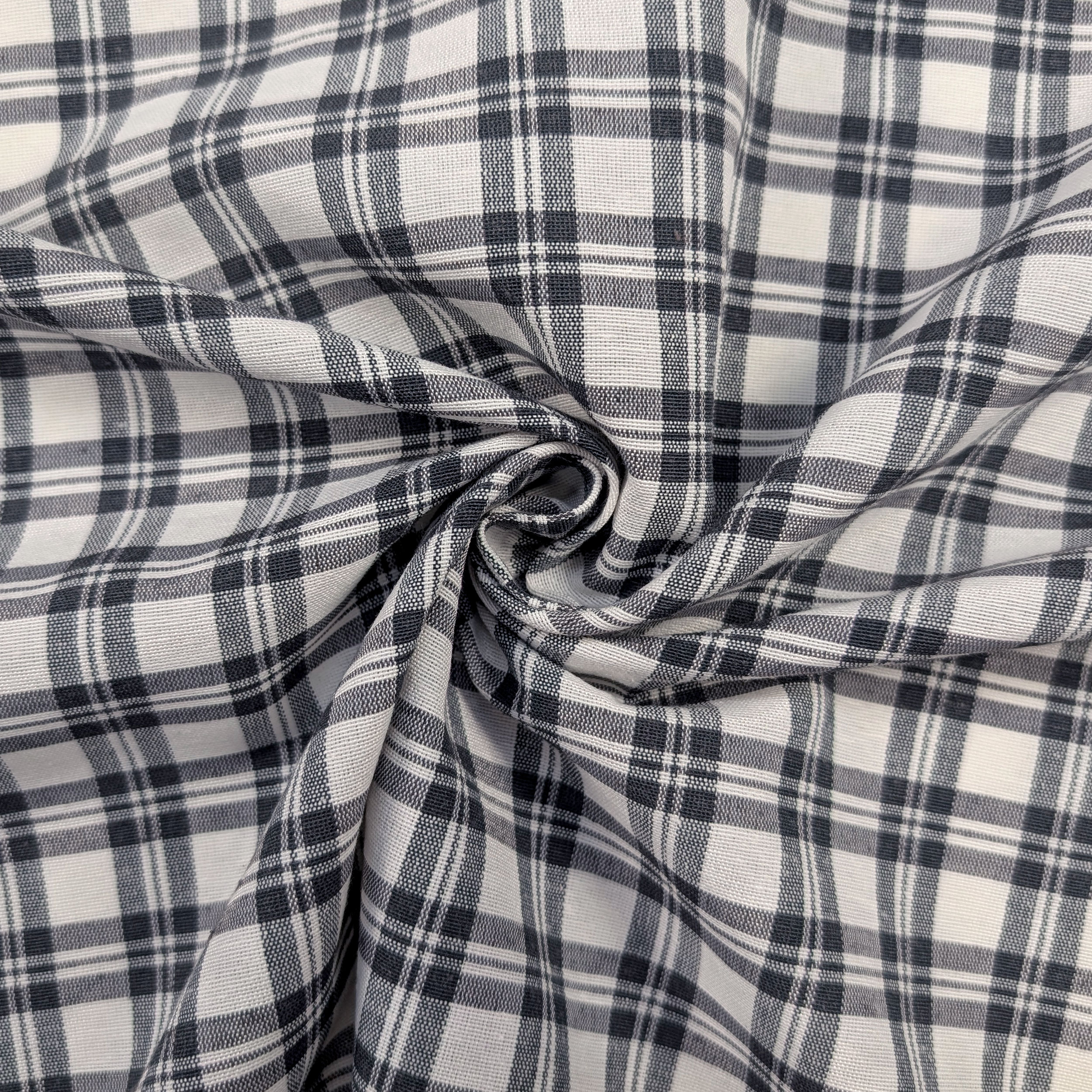 Tartan Misto Cotone Bianco e Antracite Image