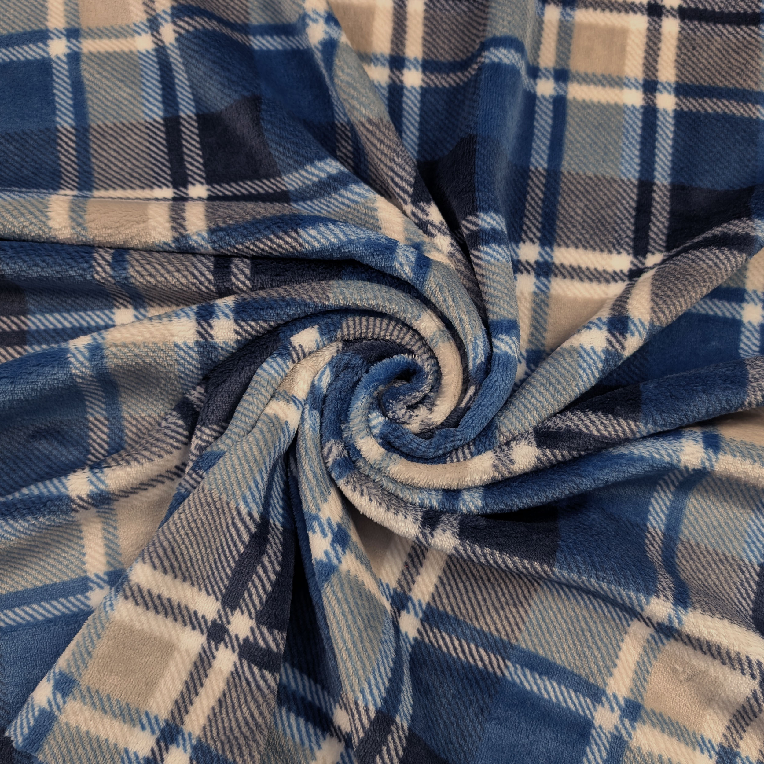Pile Mano Cachemire Tartan Blu e Beige Image