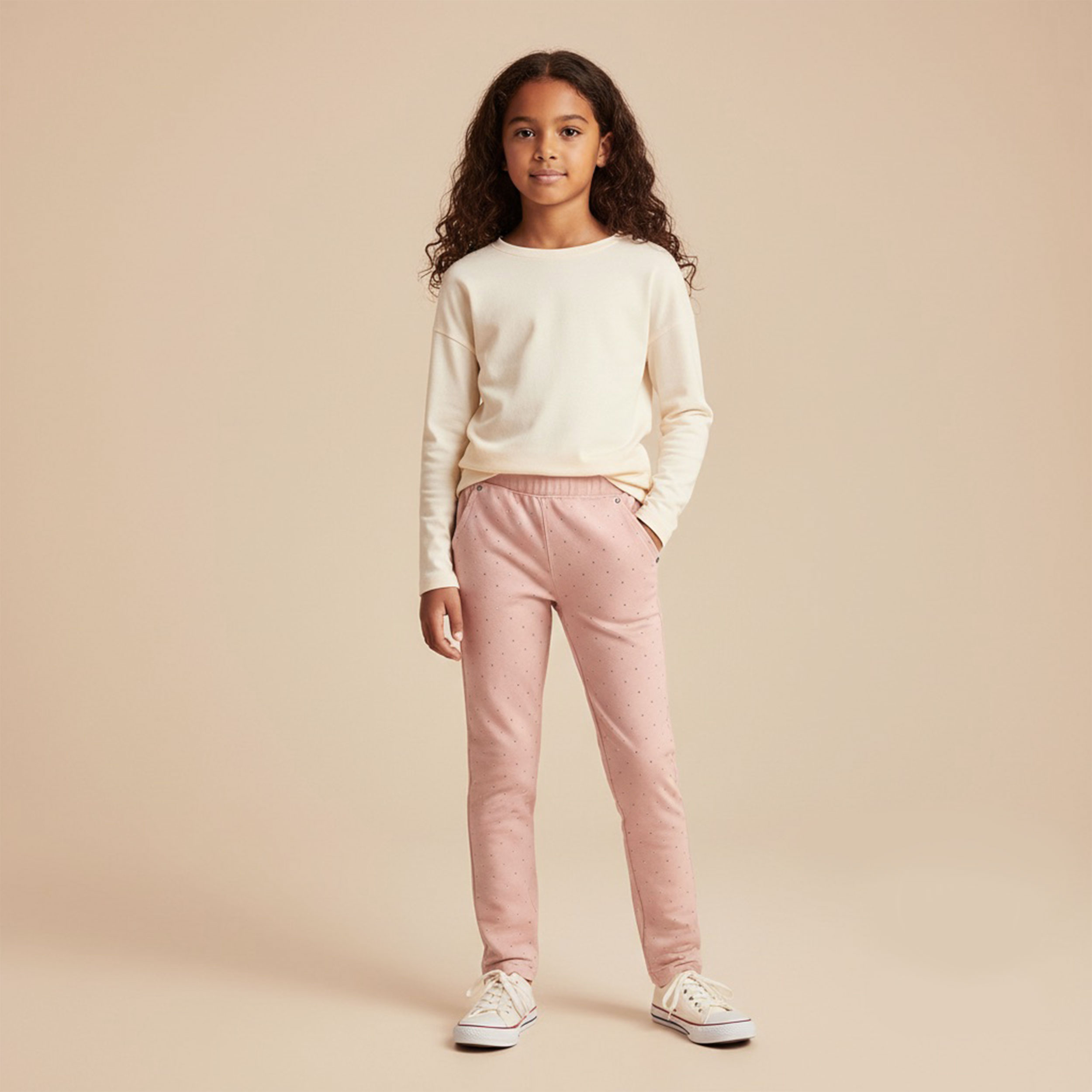 Jersey Cotone Costine Strass Rosa Image